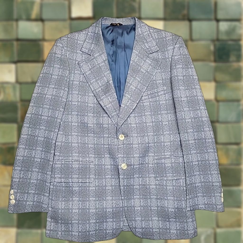 Vintage VINTAGE Missoula Montana Blazer Mens Medium Blue Plaid Sport Coat Made in USA Shirt Size 40R - 1 Thumbnail