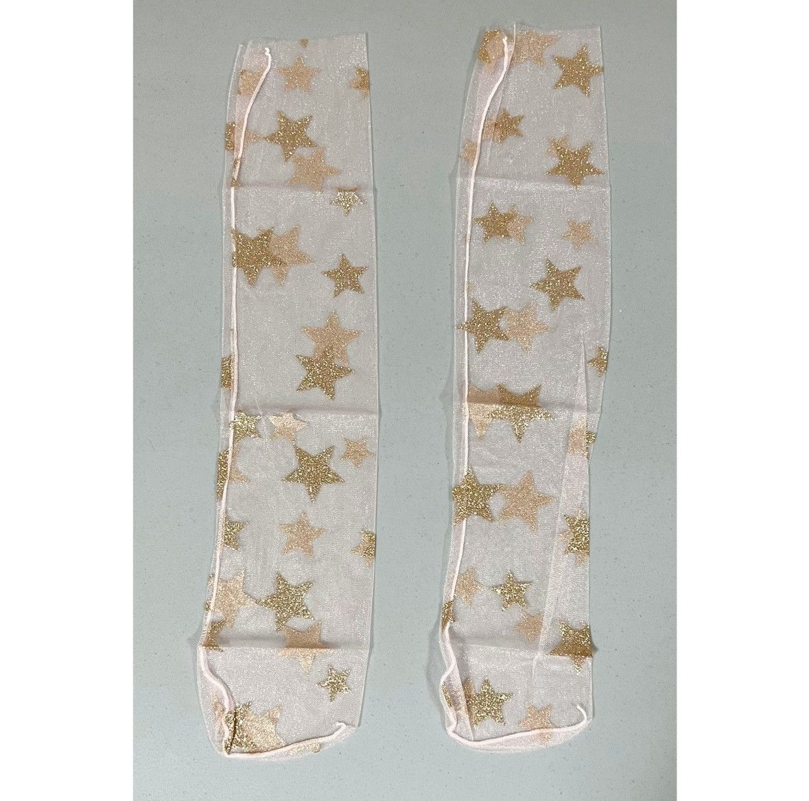 Vintage Tan Gold Sheer Glitter Star Ankle Socks Hosiery Lingerie ✨ Size ONE SIZE - 1 Thumbnail