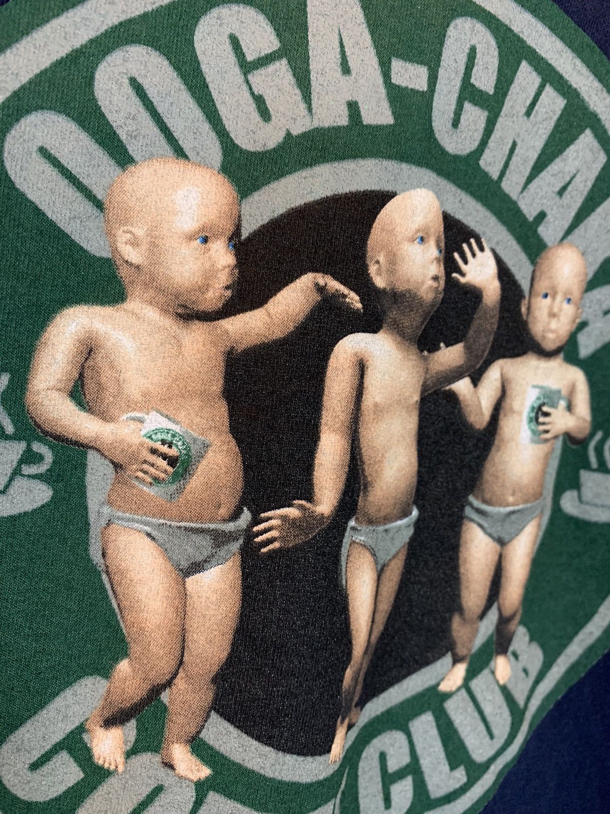 Vintage *RARE* Vintage 90s Ooga Chaka Coffee Club Dancing Baby Shirt Size US L / EU 52-54 / 3 - 3 Thumbnail