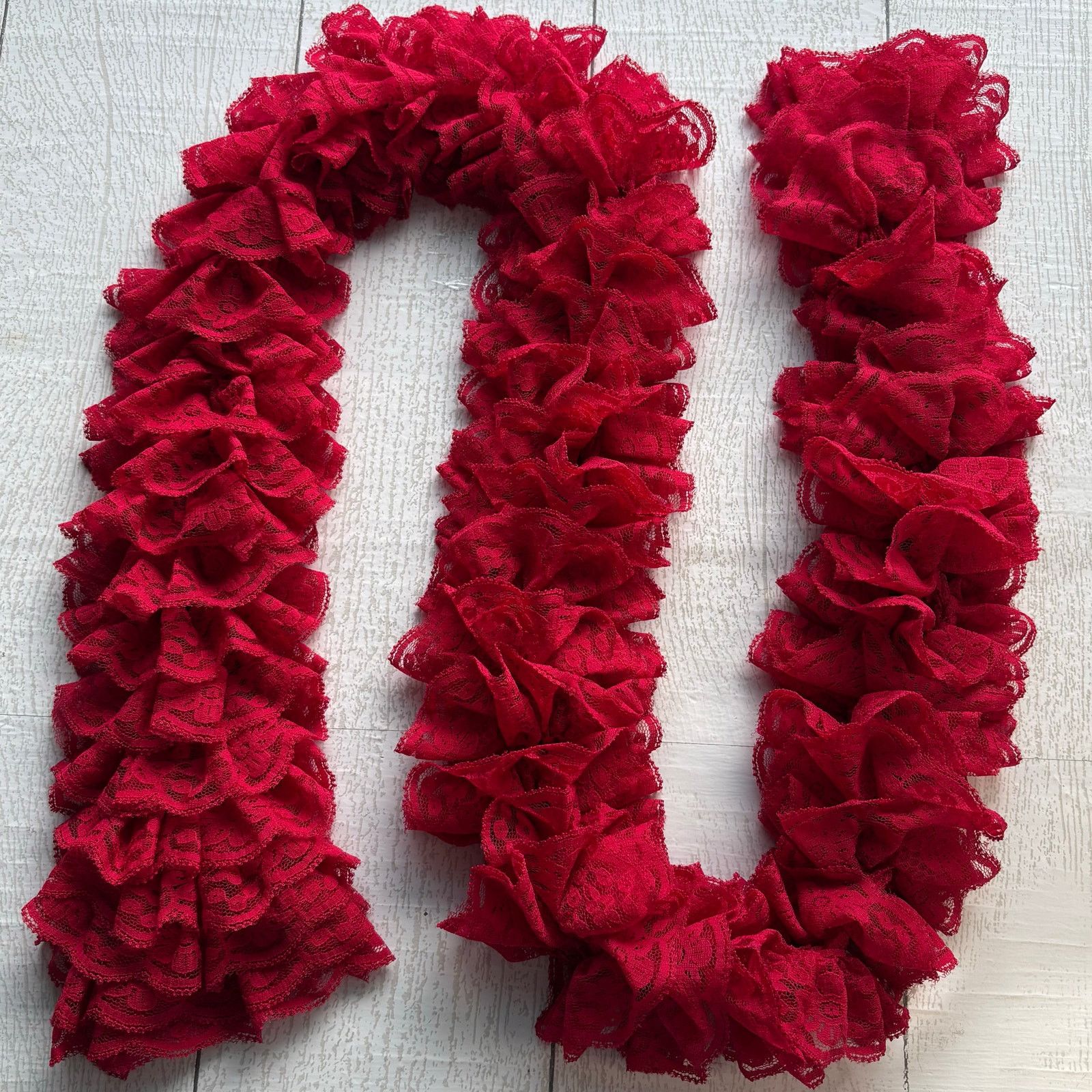 Handmade Handmade Red Lace Ruffle Layered Scarf Size ONE SIZE - 1 Thumbnail
