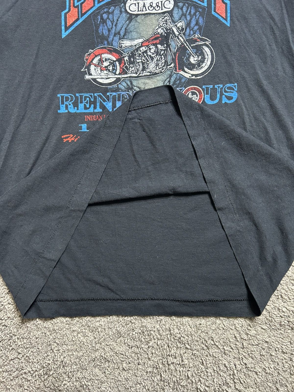Vintage Vintage 80s Harley Rendezvous Tee Single Stitch Dated 1989 Size US XL / EU 56 / 4 - 3 Thumbnail