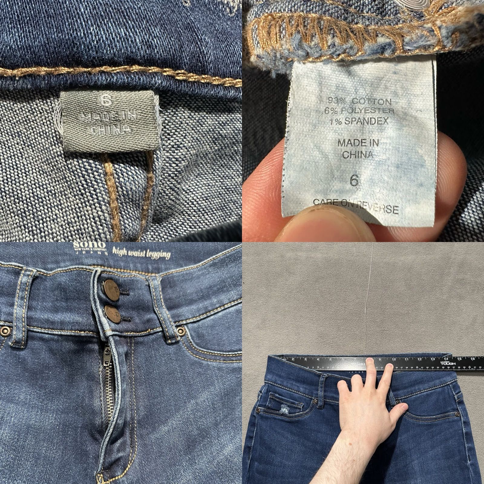 Vintage SOHO Jeans Womens 6 Blue Denim High Waisted Legging Stretch Distressed Skinny Jeans Size 28" / US 6 / IT 42 - 8 Thumbnail