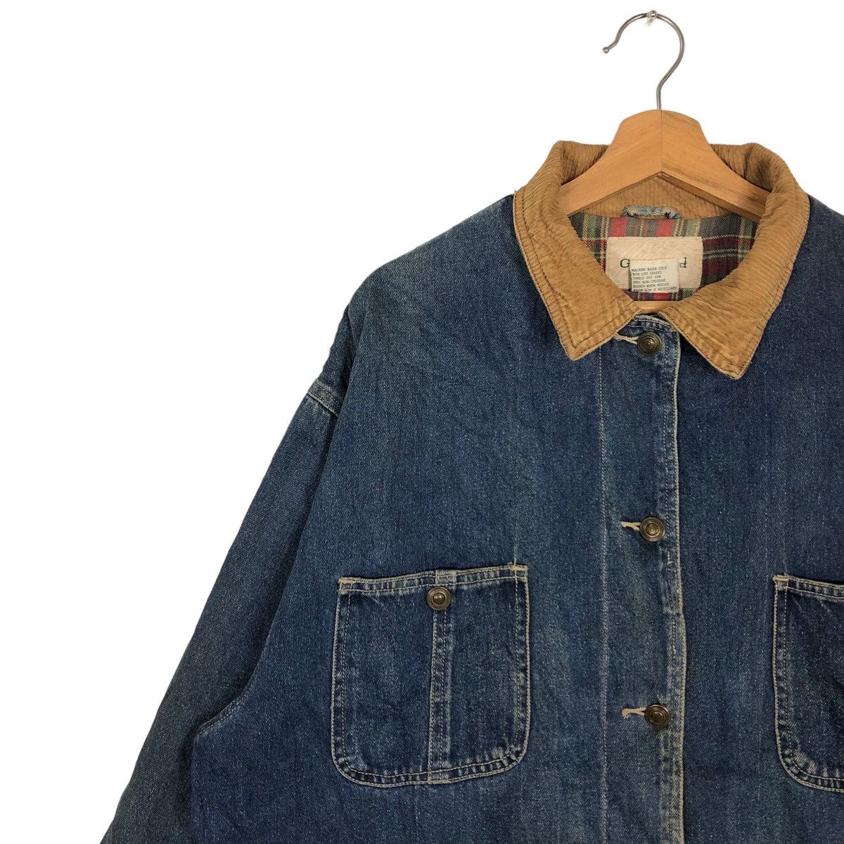 Japanese Brand 🔥Great Land Denim Chore Jacket Blanket Lining Tartan Design Size US L / EU 52-54 / 3 - 7 Thumbnail