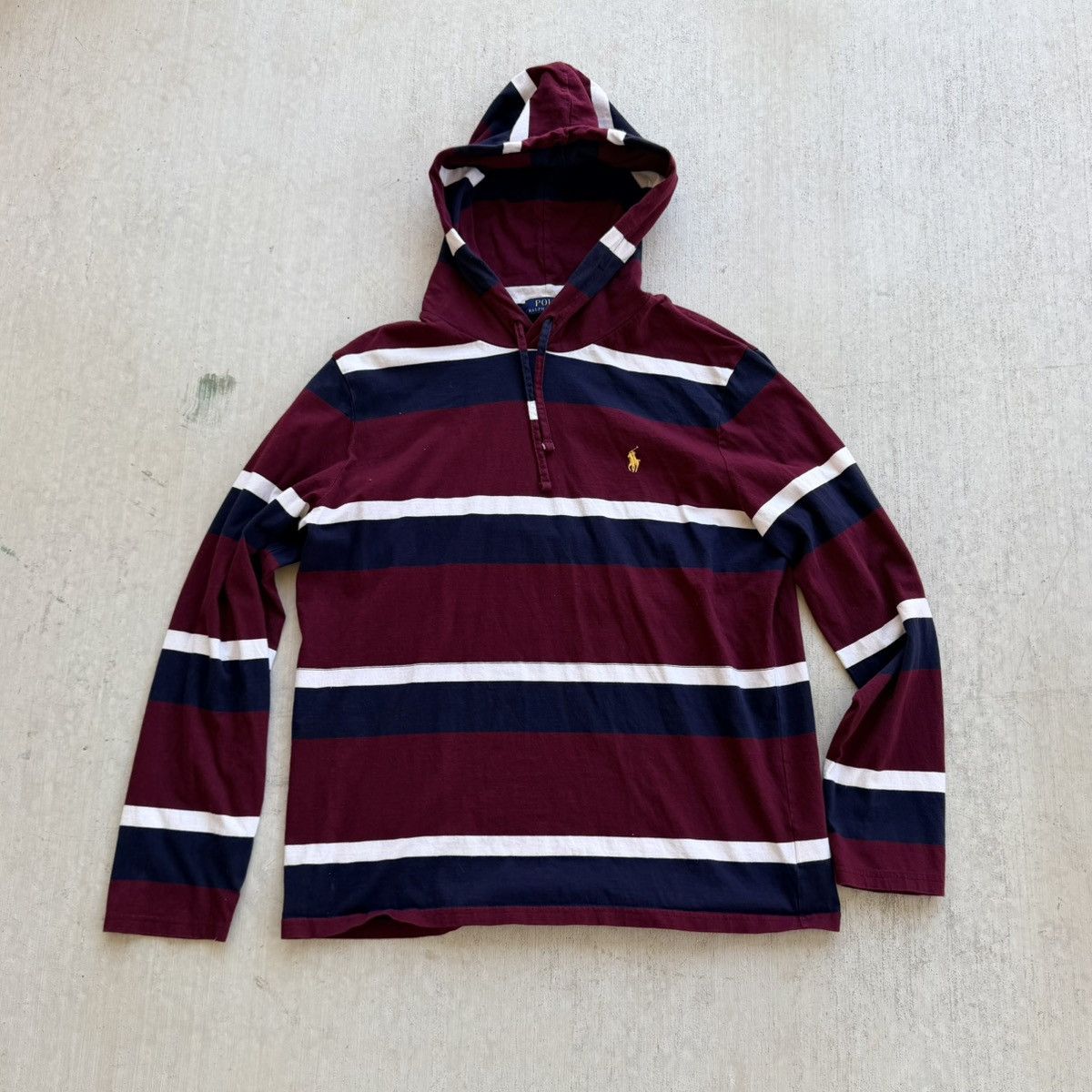 Polo Ralph Lauren Hoodie Pullover Striped Lightweight Large