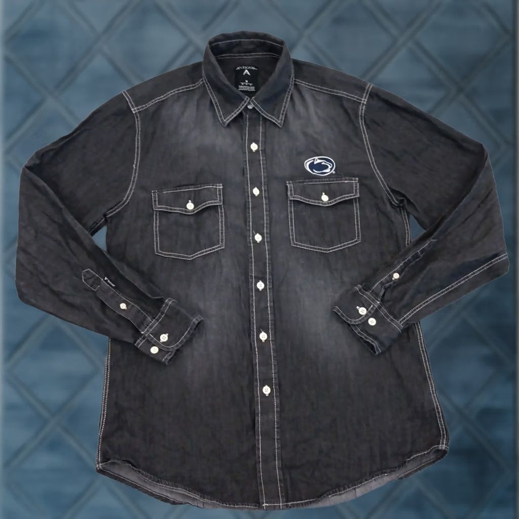 Penn Antigua Penn State Shirt Mens Medium Gray Long Sleeve Embroidered Button Up Size US M / EU 48-50 / 2 - 1 Thumbnail