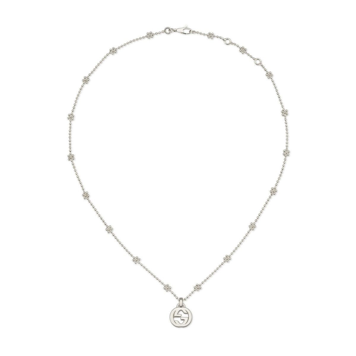 image of Gucci Interlocking G Necklace In Silver in Ash Silver, Women's