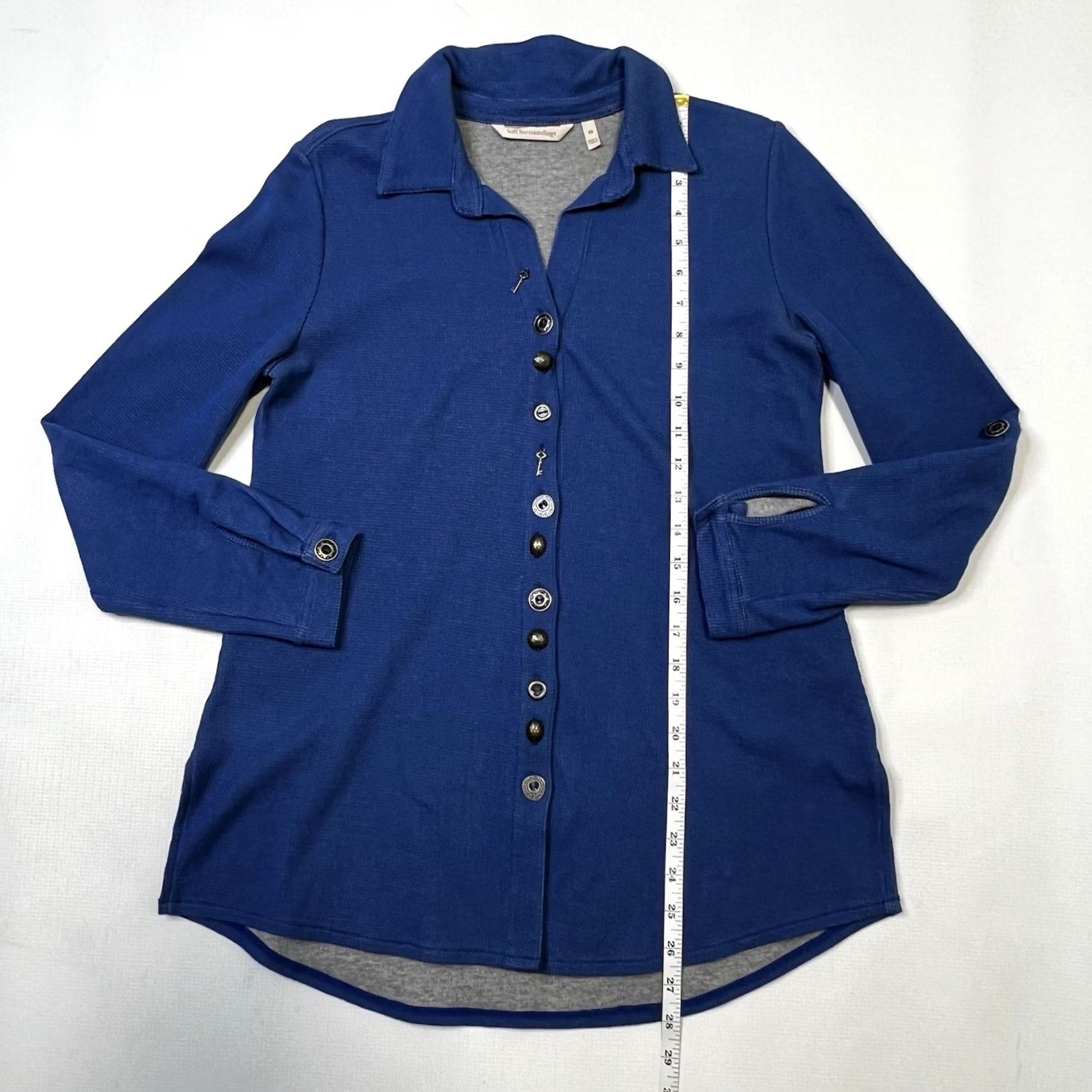Soft Surroundings Soft Surroundings Sydney Shirt Button Up Blouse Blue XS Womens Wool Celtic? Size XS / US 0-2 / IT 36-38 - 5 Thumbnail
