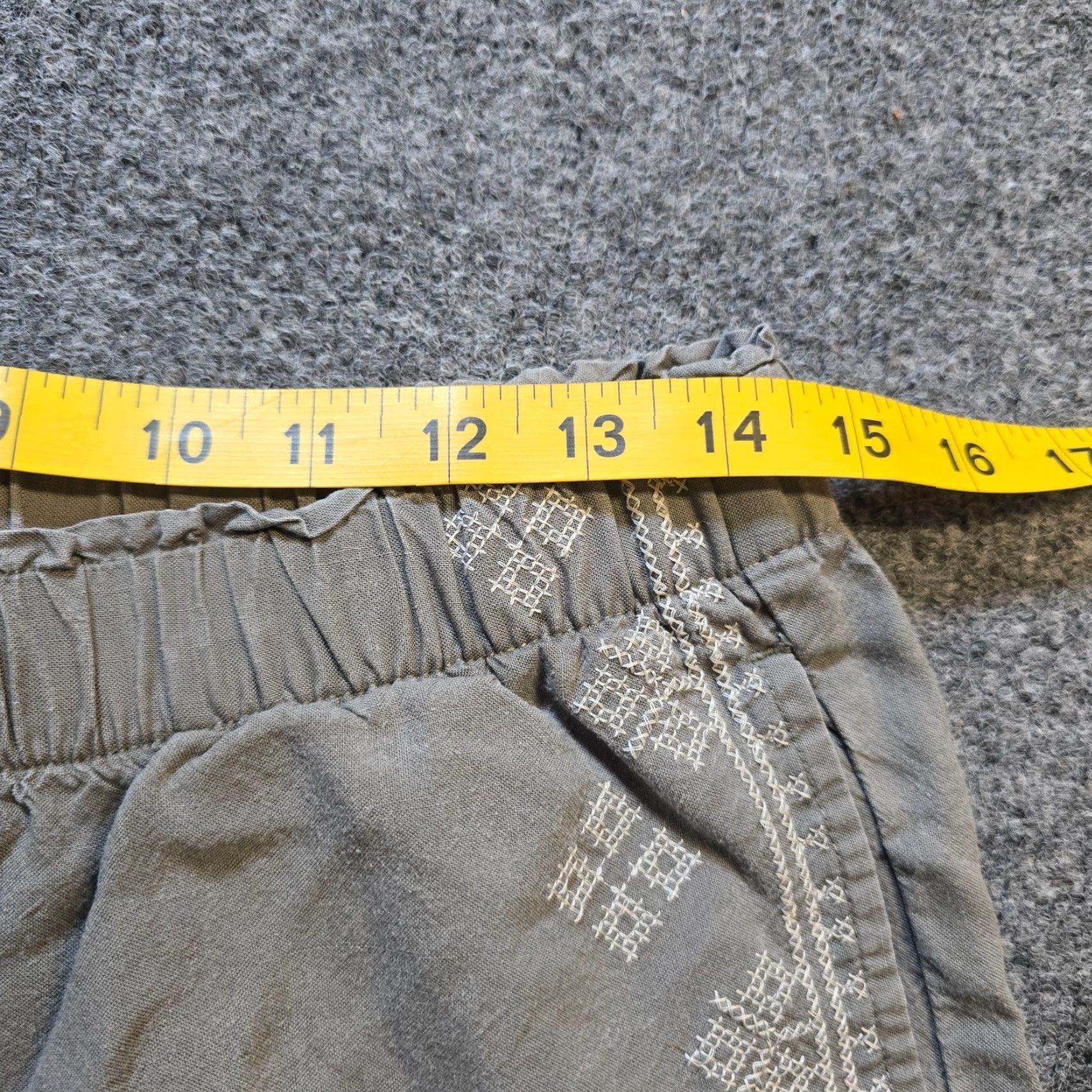 J. Jill J Jill Pants Women Size Small Gray Embroidery Crop Capri Wide Leg Pull On Casual Size 29" - 5 Thumbnail