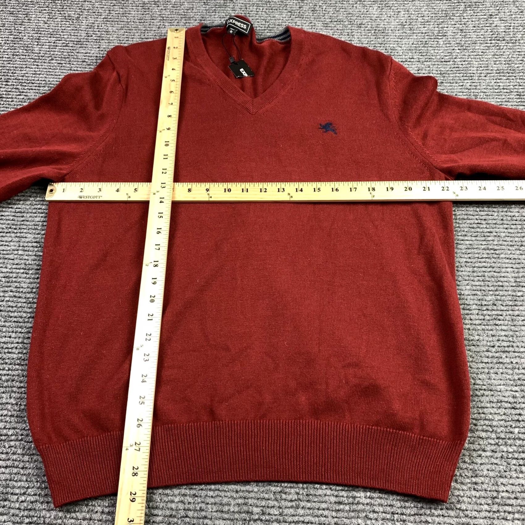 Express NWT Express Red V-Neck Knit Sweater XL Blue Embroidered Crest Logo Stylish Top Mens Pullover Knit Sweater 100% Cotton Crew Neck Zip Notions Size US XL / EU 56 / 4 - 4 Thumbnail