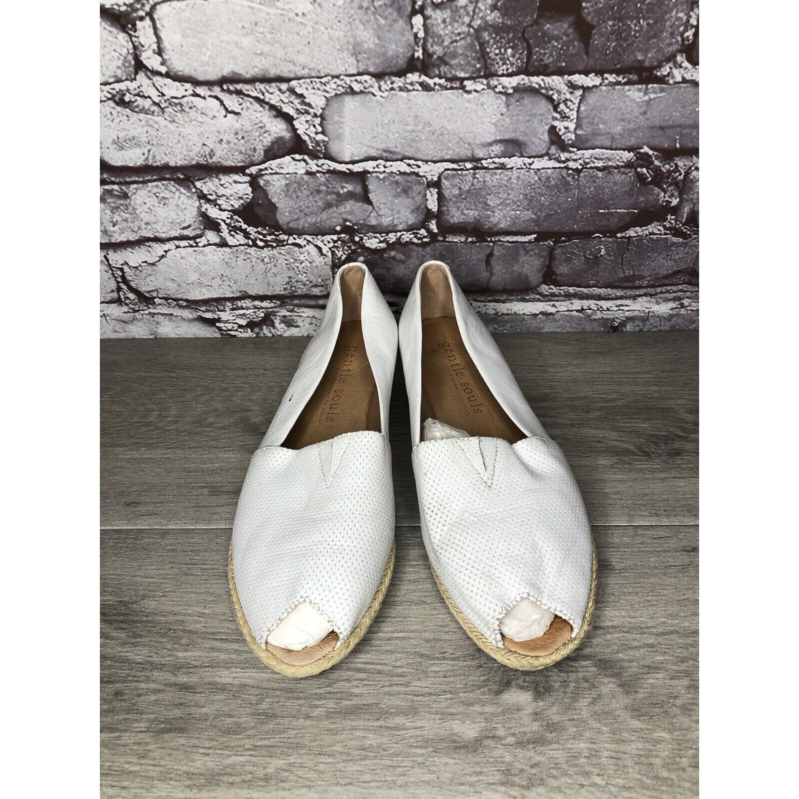 Kenneth Cole Kenneth Cole Gentle Souls White Leather Woven Wedge Sandals Size US 8.5 / IT 38.5 - 18 Thumbnail