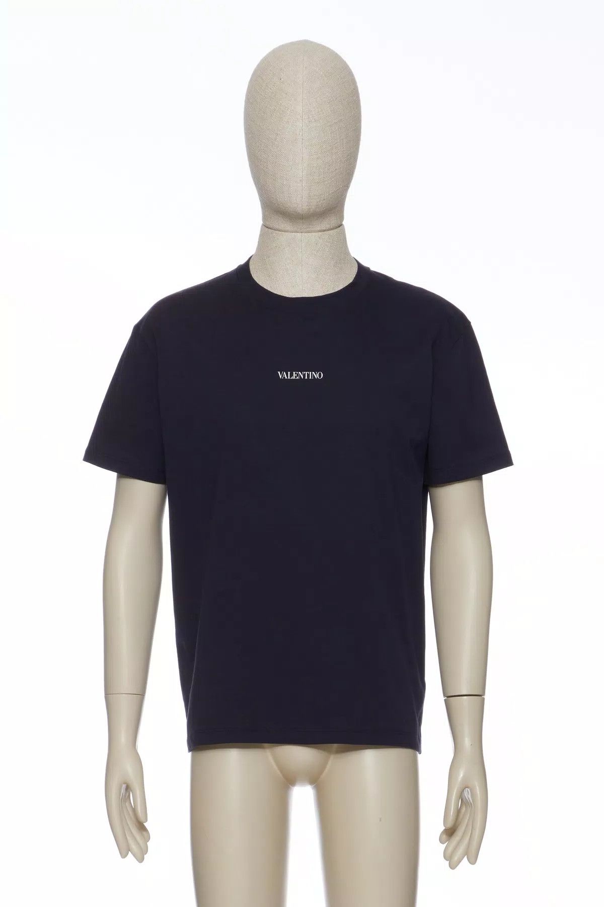Valentino oc11z0725 T-Shirt With Valentino Print in Navy Blue Size US M / EU 48-50 / 2 - 2 Thumbnail