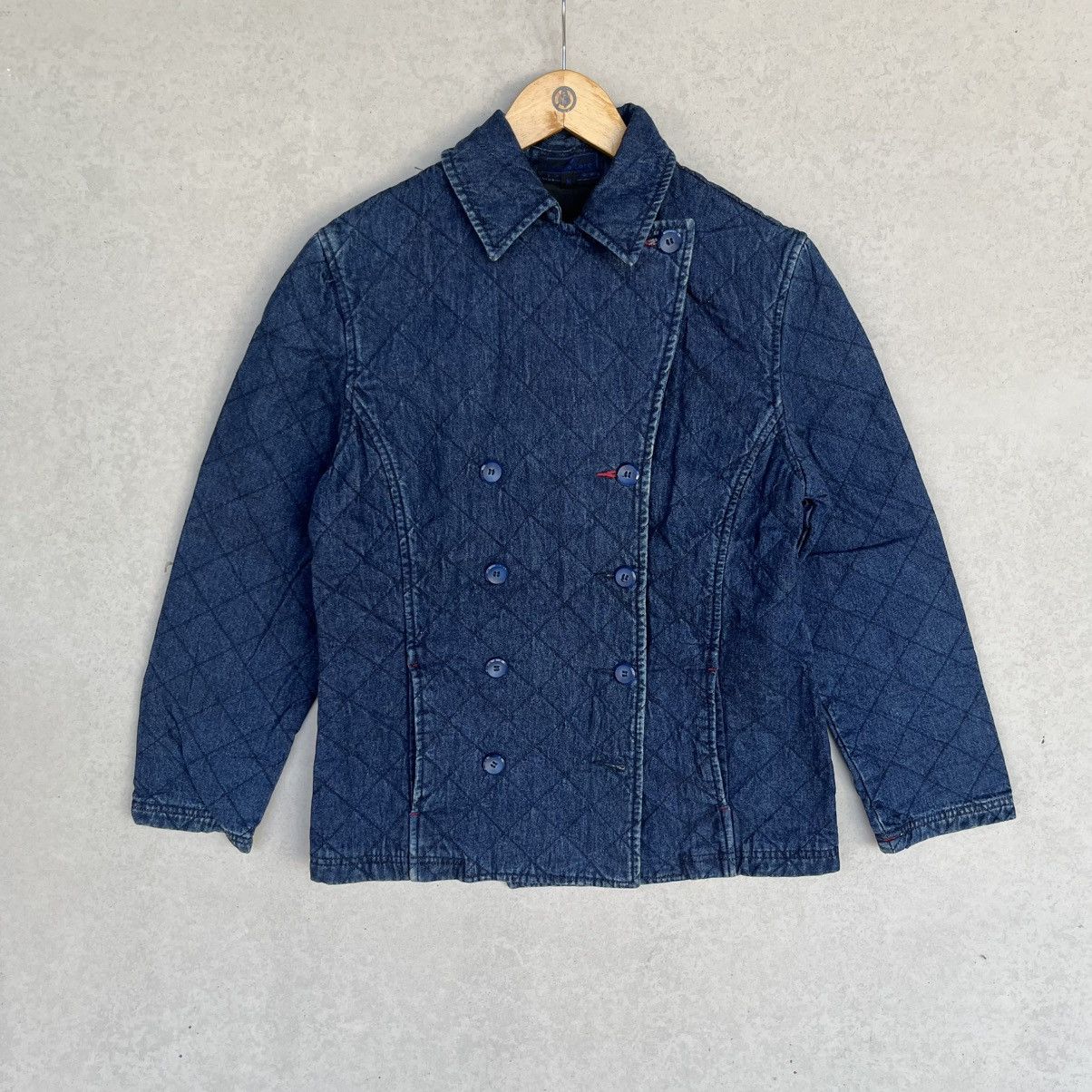 Other Vintage 90s Navy Quilted Denim Jacket Size M Size US M / EU 48-50 / 2 - 1 Thumbnail
