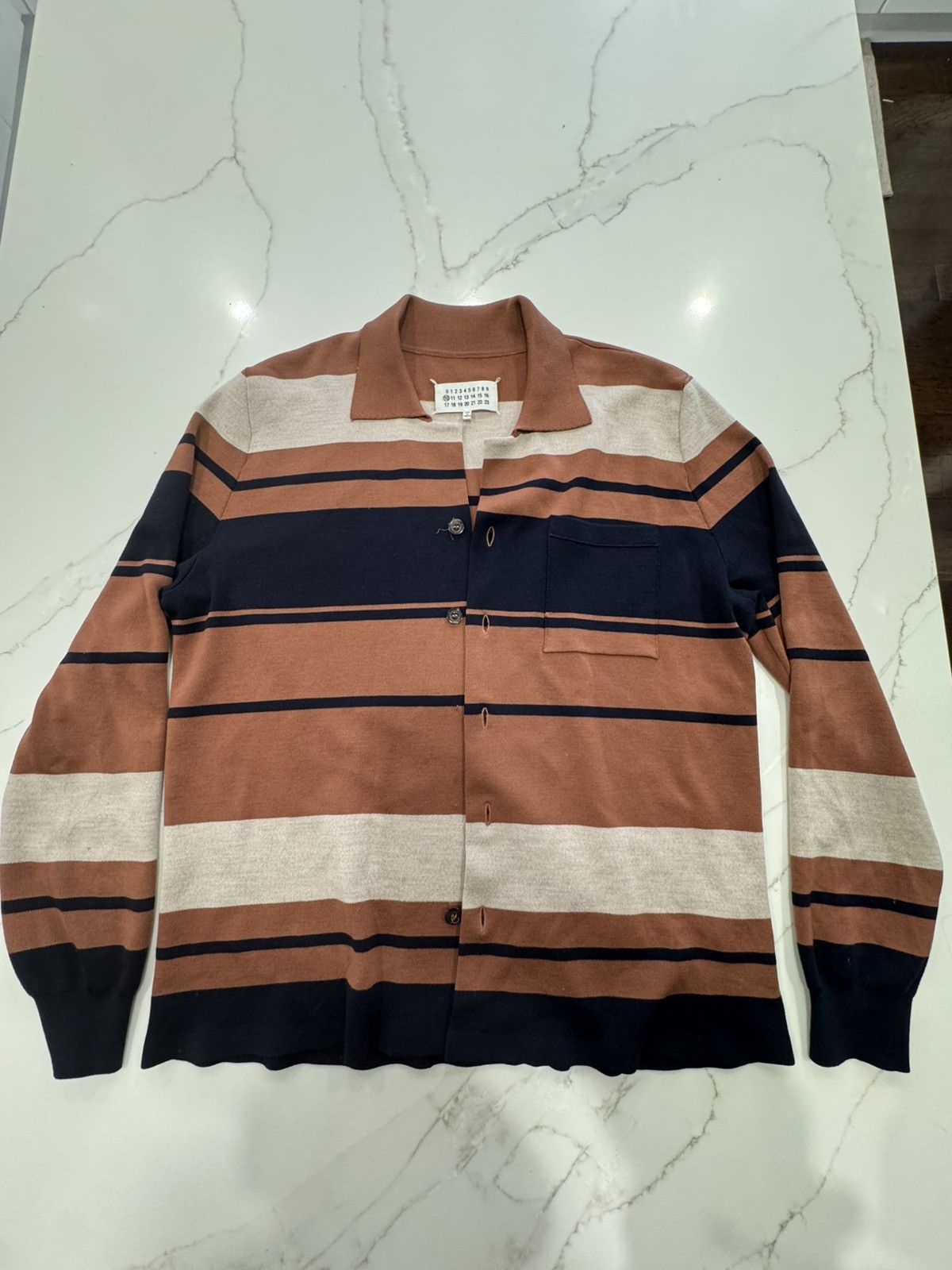 Maison Margiela Maison Margiela Brown and Navy 14 gauge sweater Size US S / EU 44-46 / 1 - 1 Thumbnail