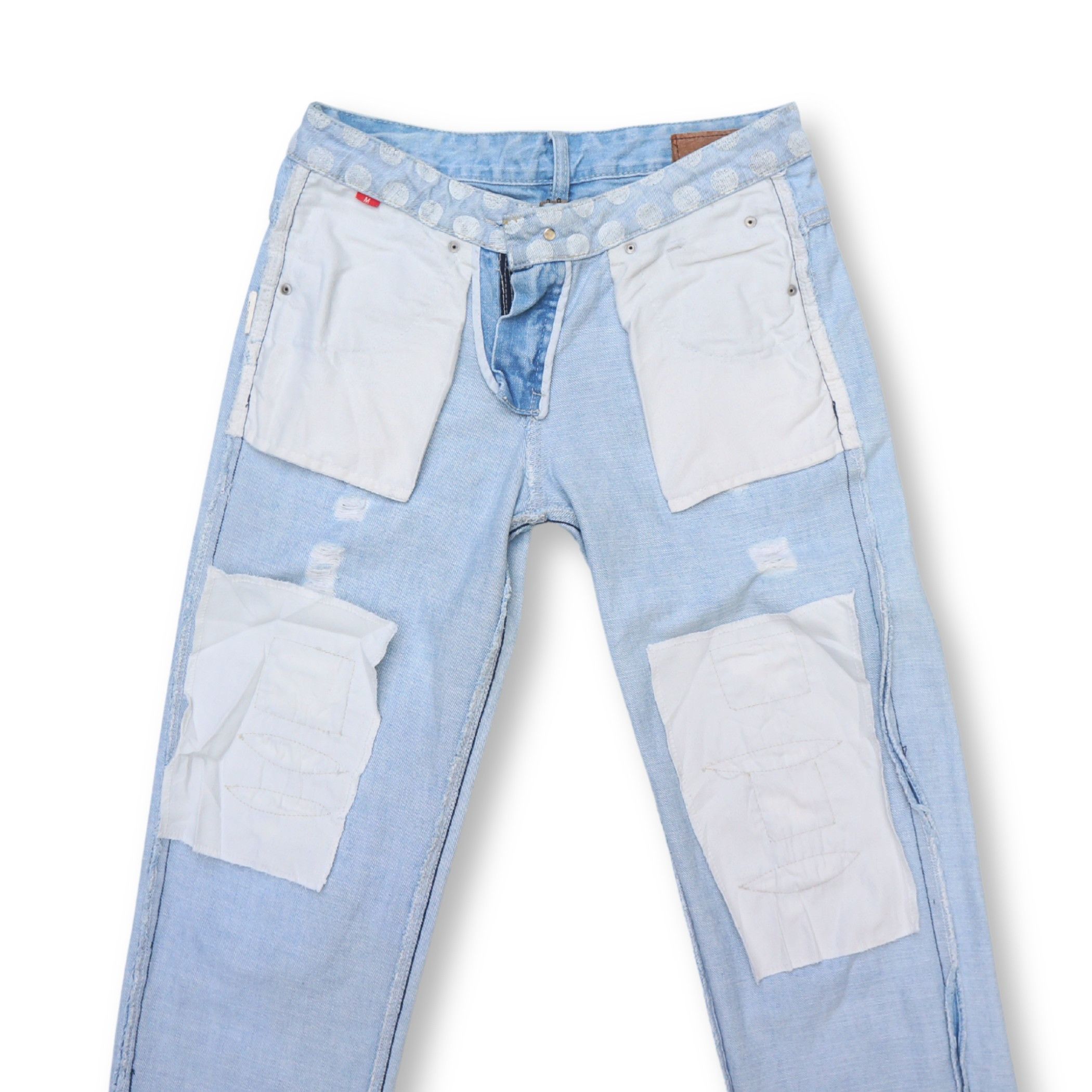 Japanese Brand MILI MILI Ripped And Paint Splattered With Cinch Back Jeans Size 27" / US 4 / IT 40 - 9 Thumbnail