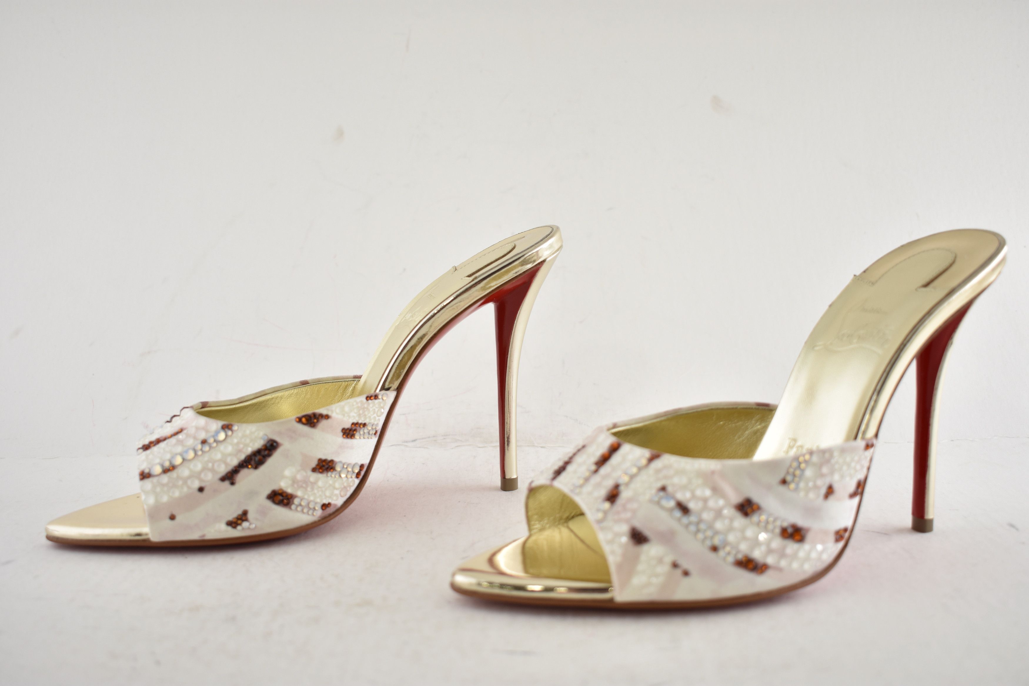Christian Louboutin Miss Z Mule Gaagal Strass 100 Backless Sandal Heel Pump 37 Size US 7 / IT 37 - 19 Thumbnail