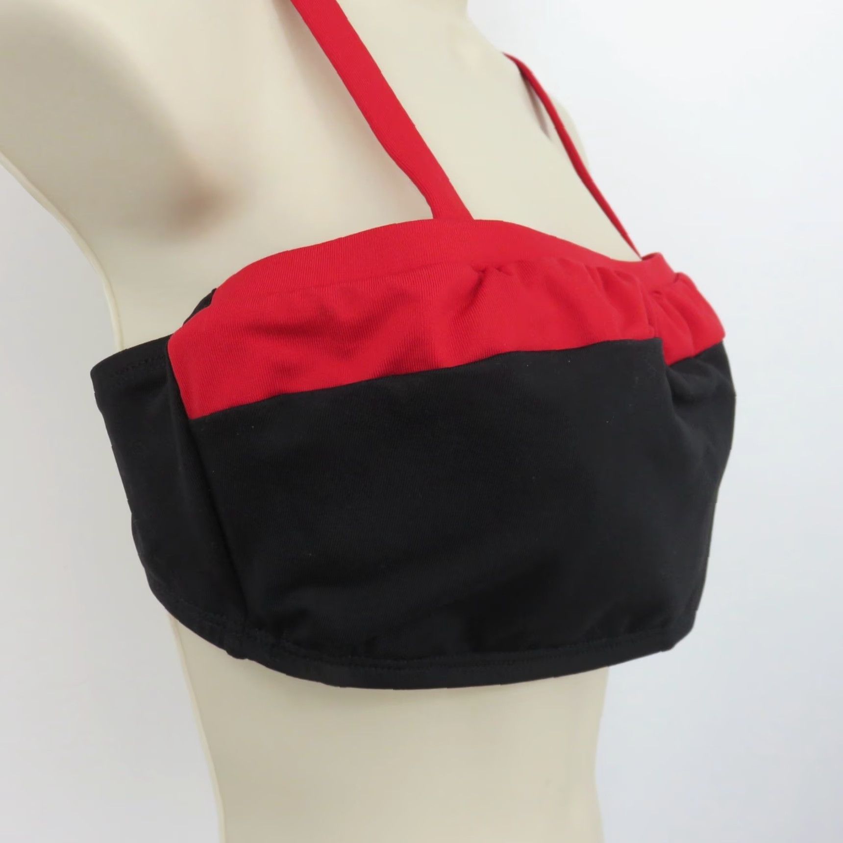 Ralph Lauren VINTAGE 90s Lauren Ralph Lauren Women Bikini Top Lined Spaghetti Strap Black Red 14 NYLON Top Womens Size XL / US 12-14 / IT 48-50 - 3 Thumbnail