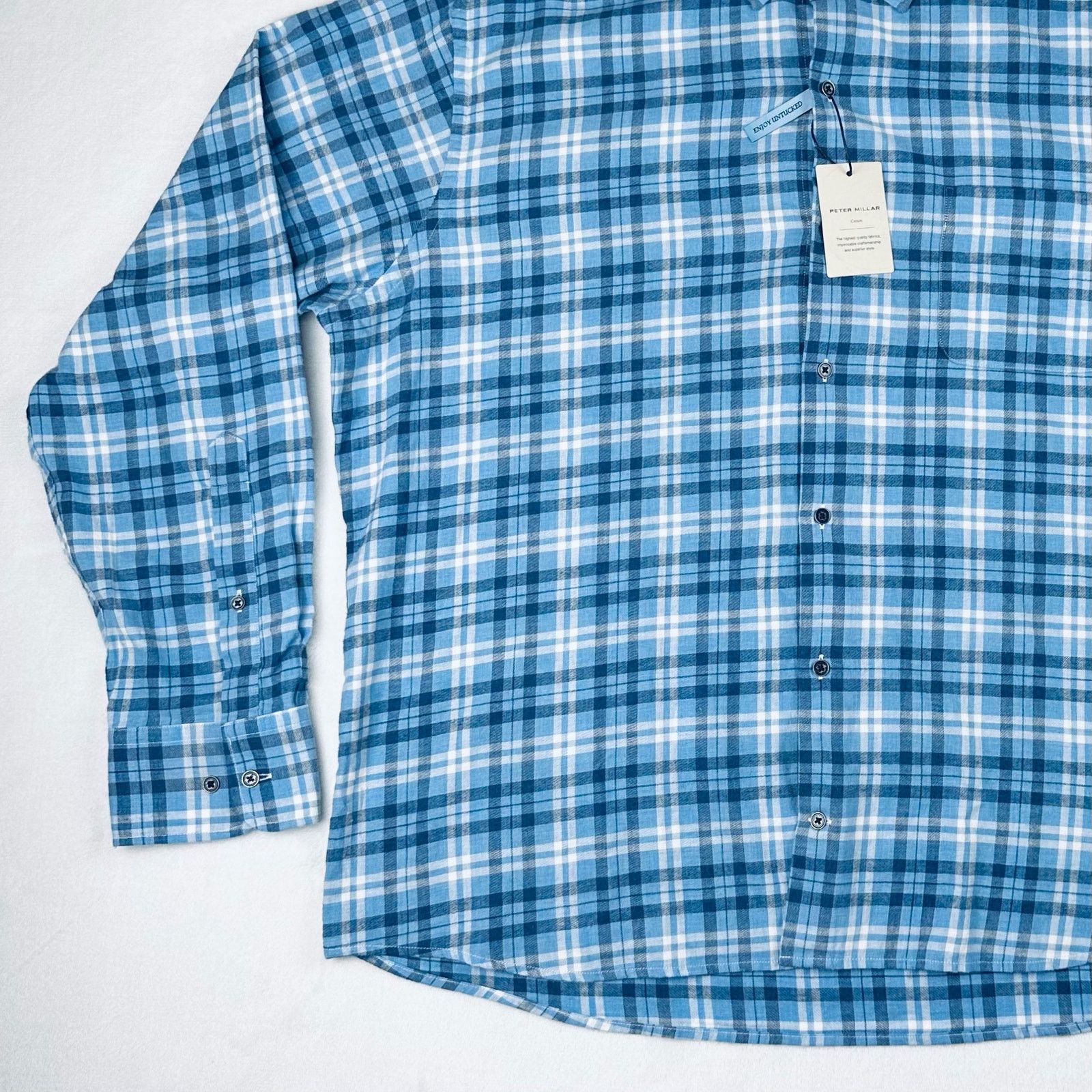 Peter Millar Peter Millar Men’s XL Blue Plaid Button Up L/S Shirt NEW Size US XL / EU 56 / 4 - 4 Thumbnail