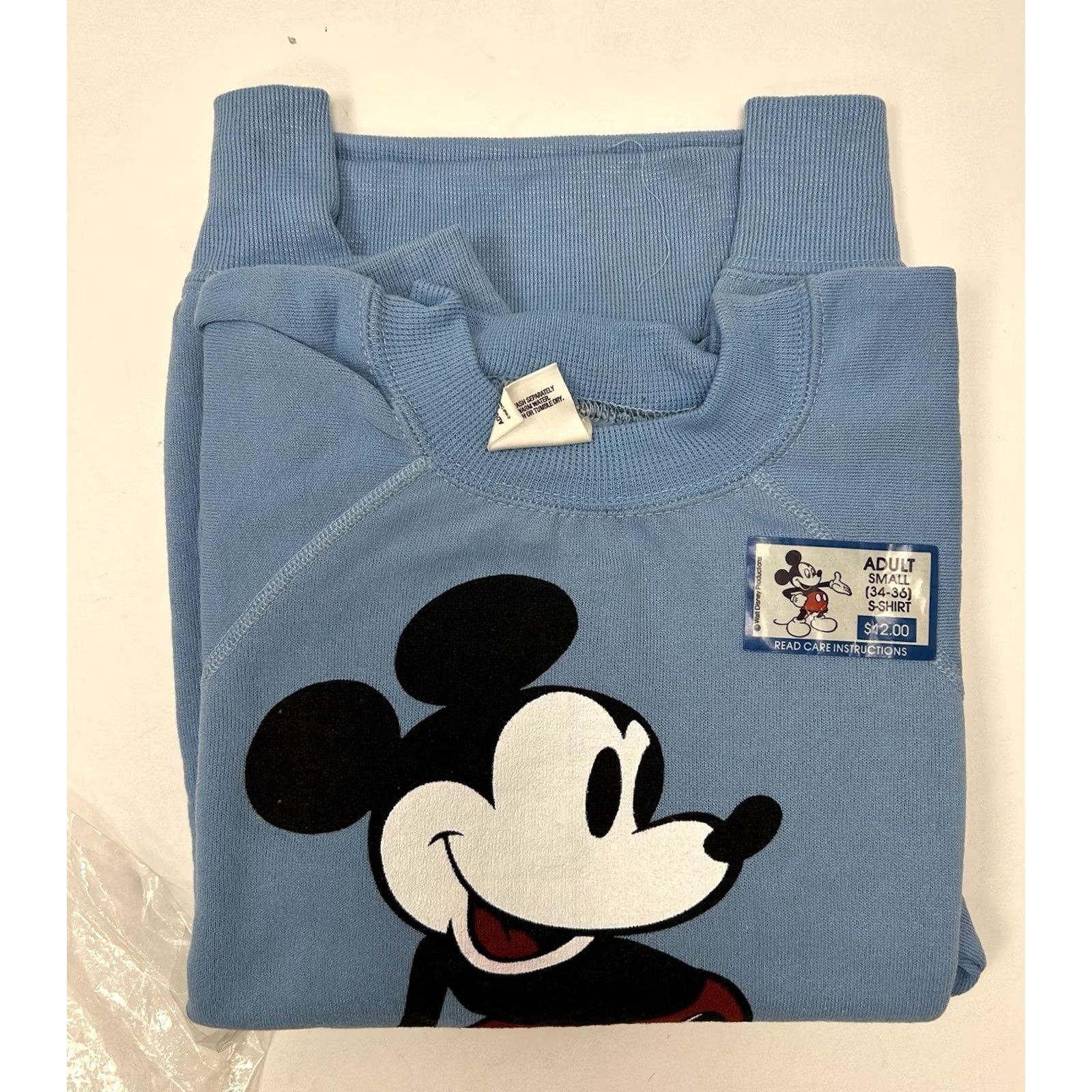 Disney VINTAGE Disney Sweatshirt Unisex Adults Small Light Blue Raglan Mickey Mouse 80s Graphic Print Crew Neck Pullover Size US S / EU 44-46 / 1 - 5 Thumbnail
