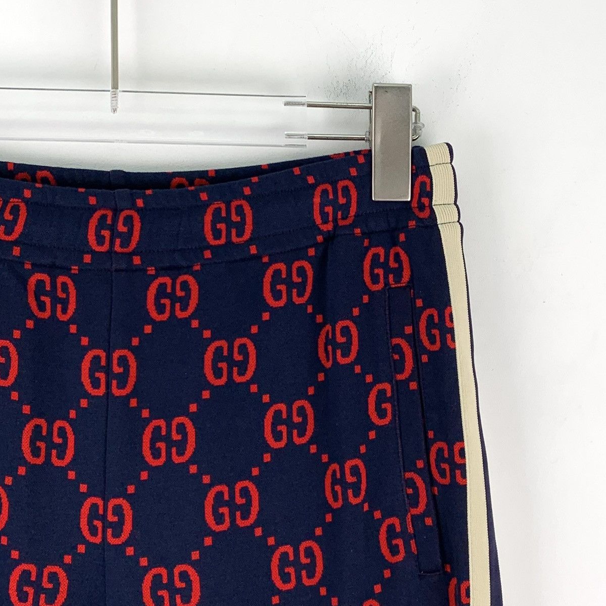 Gucci Gucci Navy All-over Logo Jacquard Cotton Casual Pants K26WX Size 27" / US 4 / IT 40 - 3 Thumbnail