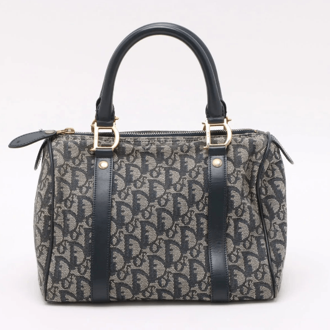 Dior Trotter Canvas Leather Handbag Gray x Navy Size ONE SIZE - 1 Thumbnail