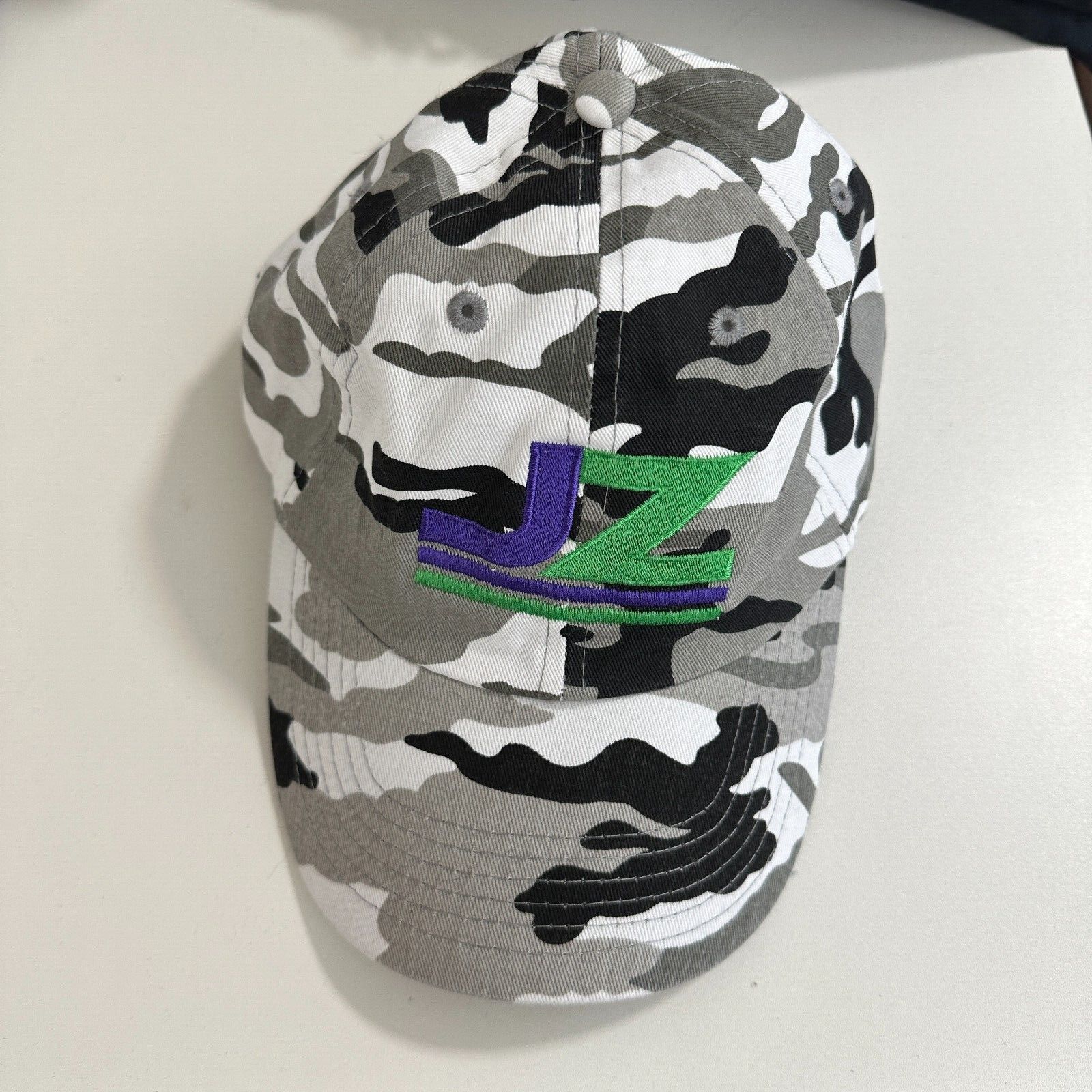 Other JZ Black Gray White Camo Adj Baseball Cap Purple Green Logo Size ONE SIZE - 9 Thumbnail