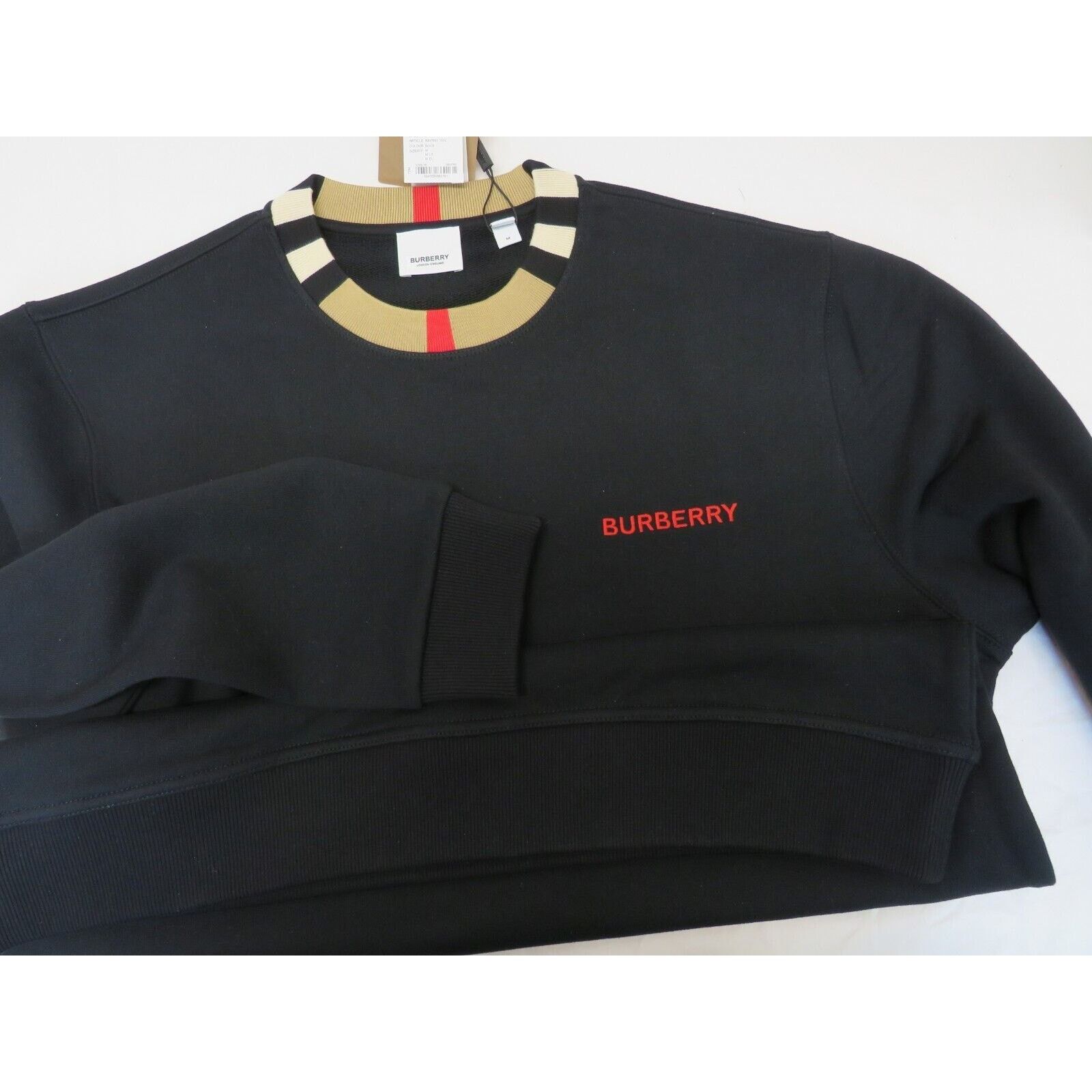 Burberry JARRAD BLACK COTTON ICON STRIPE COLLAR RED LOGO SWEATER L Size US L / EU 52-54 / 3 - 5 Thumbnail
