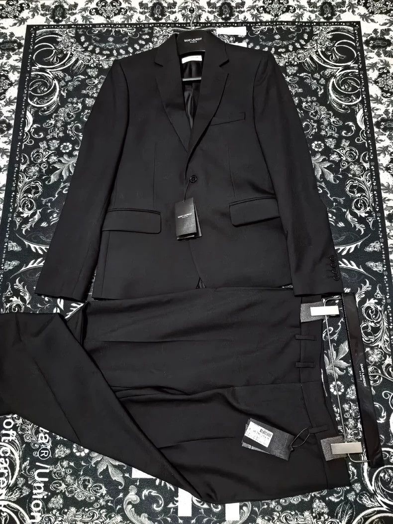 Saint Laurent Paris YSL Men's Suit with Shoulder Pad Set- DMC Size US M / EU 48-50 / 2 - 1 Thumbnail