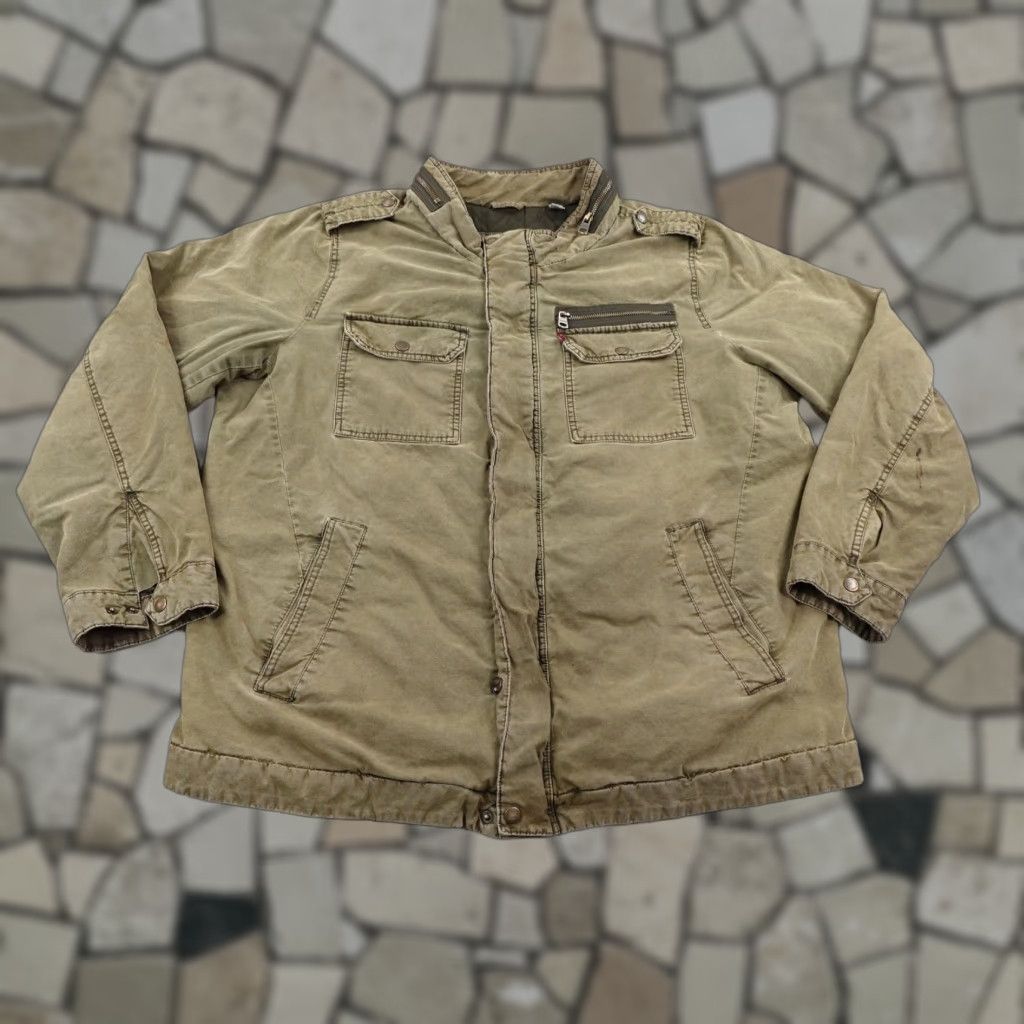 Levi's Levis Jacket Mens XL Tall Green Canvas Military Field Coat Quilted Lined Zip Up Size US XL / EU 56 / 4 - 1 Thumbnail