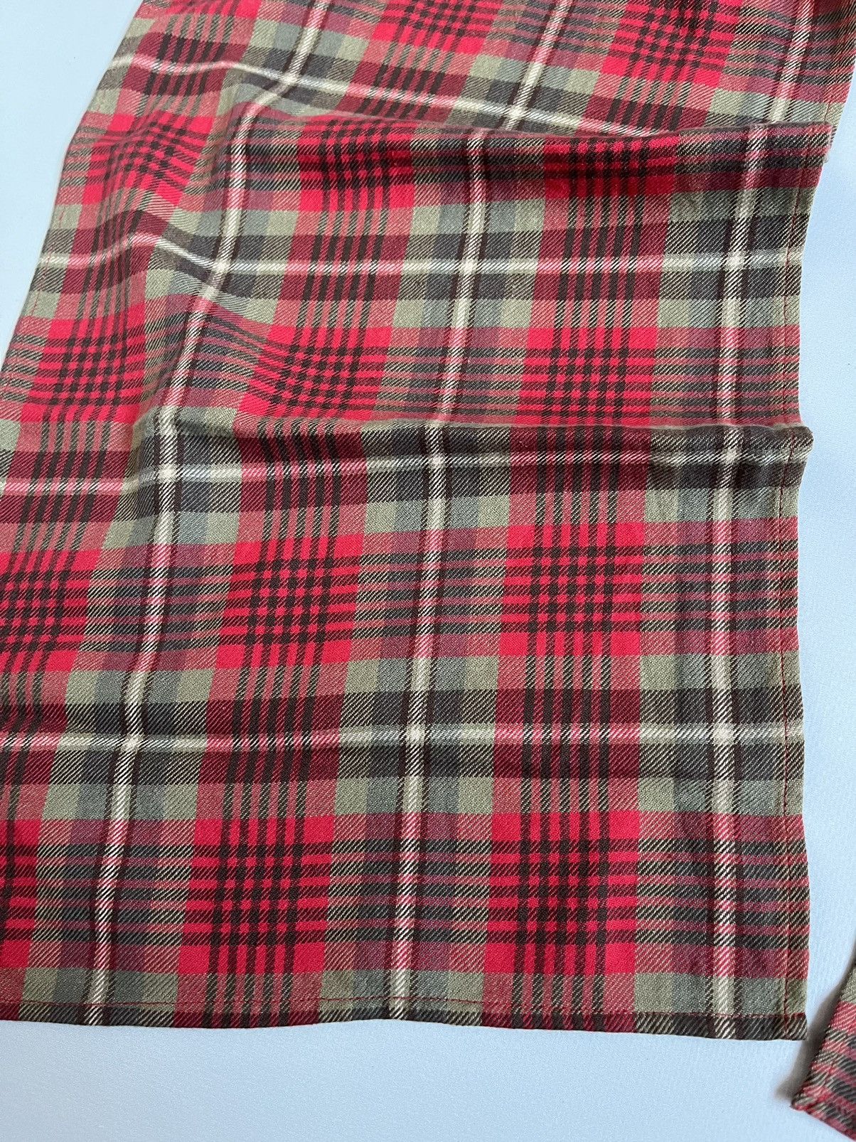 Designer × Japanese Brand × Maharishi Maharishi Unisex Red Plaid Cotton Scarf Size ONE SIZE - 6 Thumbnail