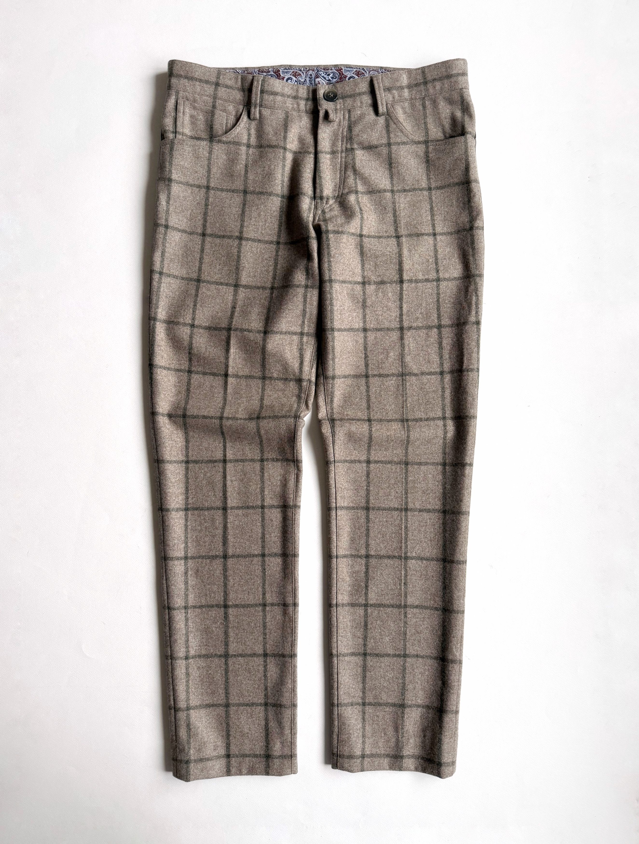 Other Men's Beige Wool Check Dress Casual Pants W30/S Size US 30 / EU 46 - 1 Thumbnail