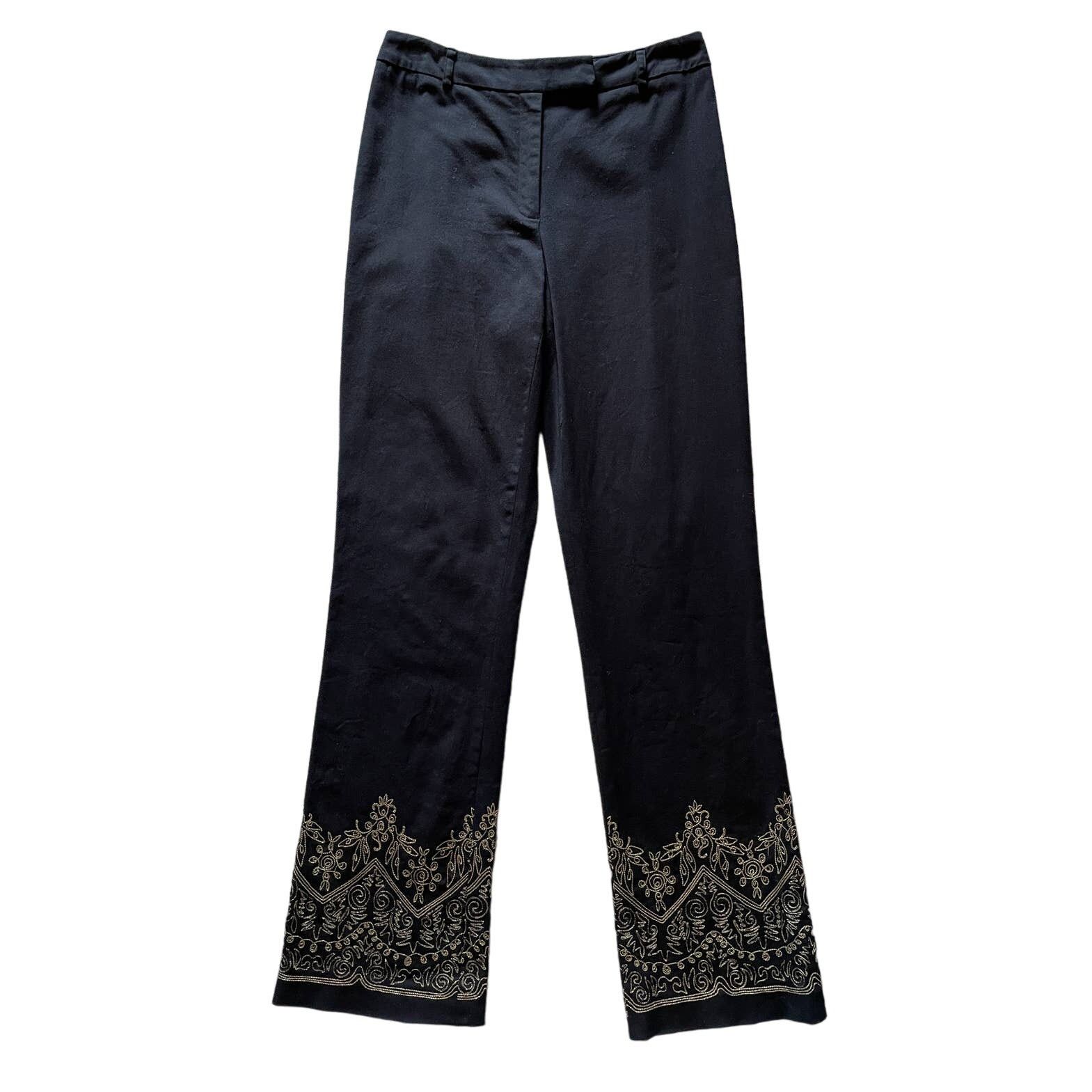 Vintage Vintage 90's Dana Buchman Black Pants with Embroidery Size 6 Size 28" / US 6 / IT 42 - 1 Thumbnail