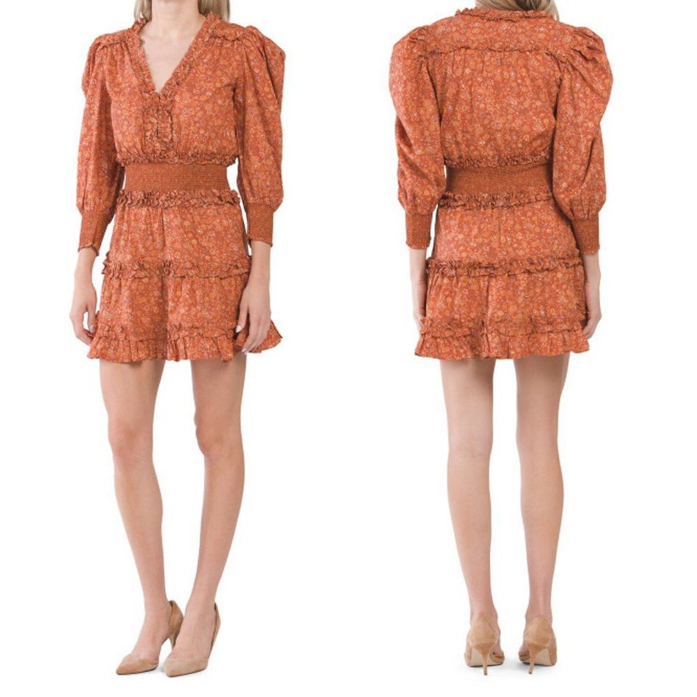 House of Harlow NWT New HOUSE OF HARLOW 1960 V-neck Smocked Waist Tiered Ru Size S / US 4 / IT 40 - 1 Thumbnail