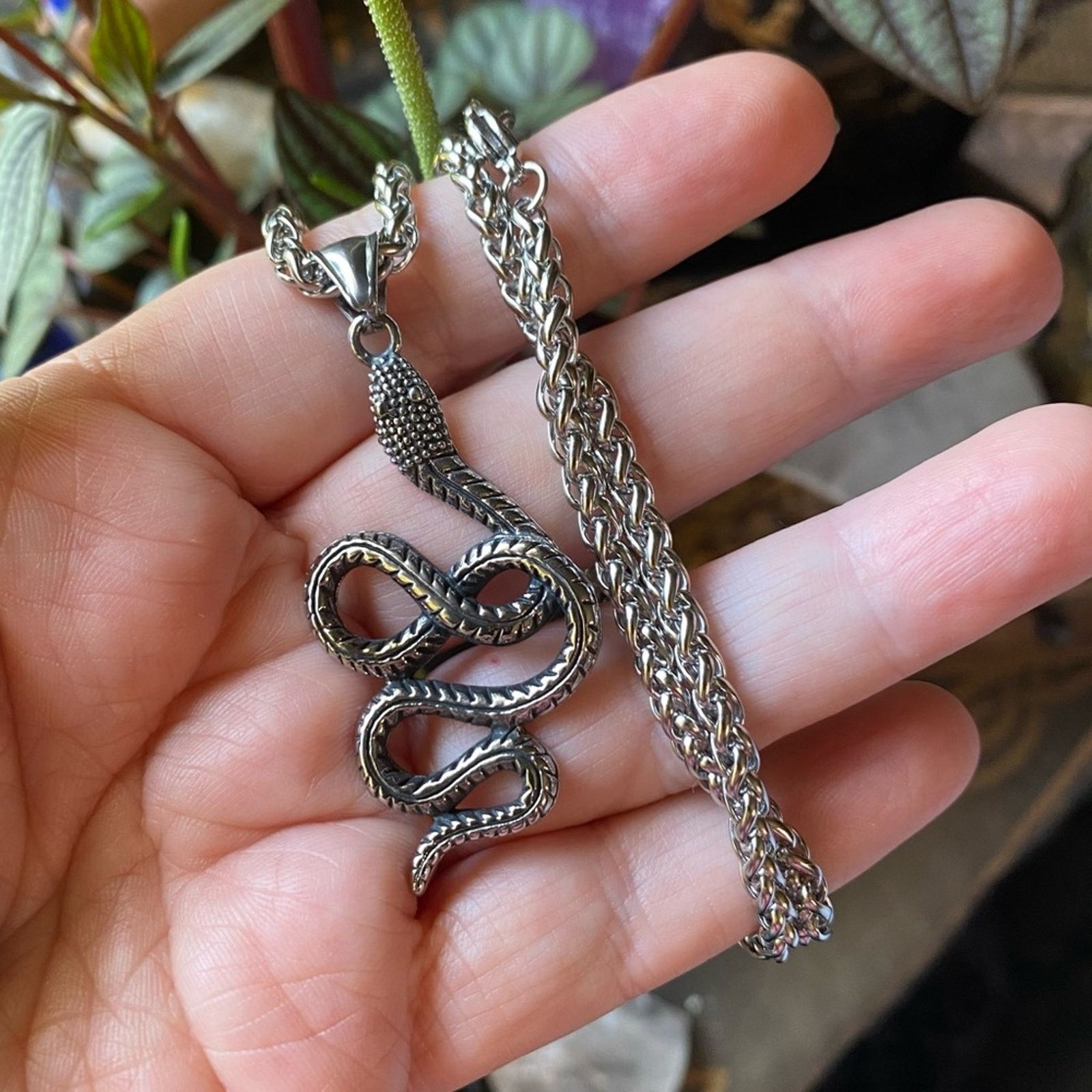 The Unbranded Brand Snake Stainless Steel Wheat Chain Necklace, Unisex Size ONE SIZE - 3 Thumbnail