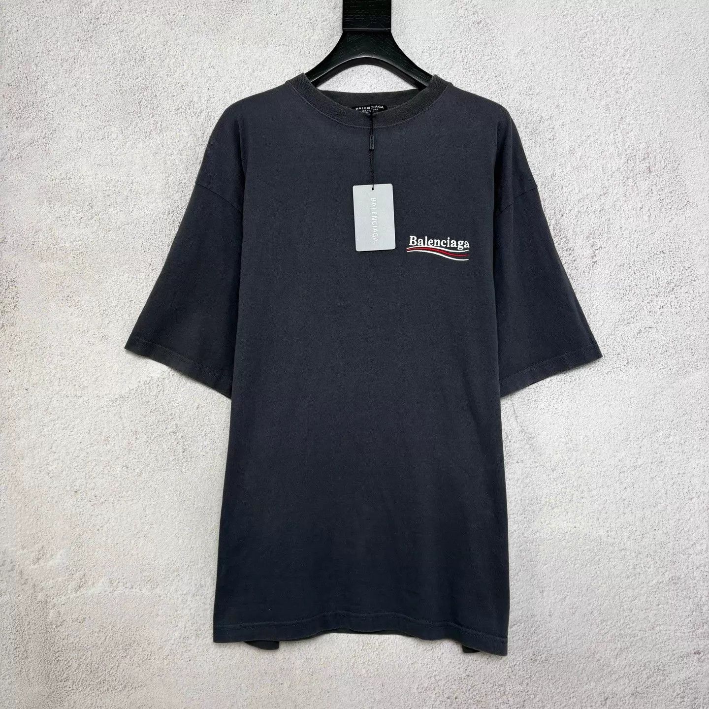 Balenciaga Balenciaga Charcoal Embroidered Coke Logo T-shirt L Size L / US 10 / IT 46 - 1 Thumbnail