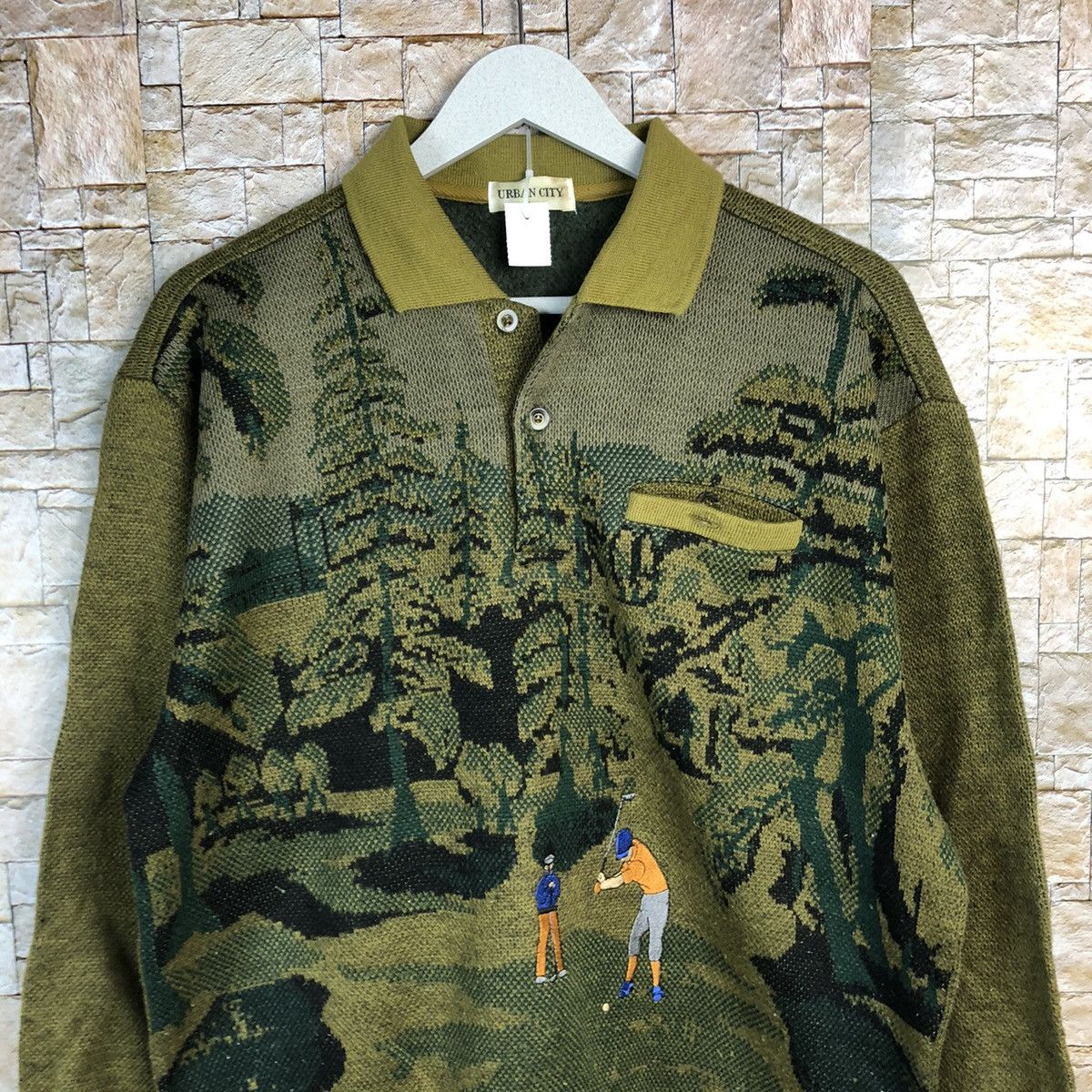 Vintage Urban City Green vintage art Knitwear #A243 Size US M / EU 48-50 / 2 - 5 Thumbnail