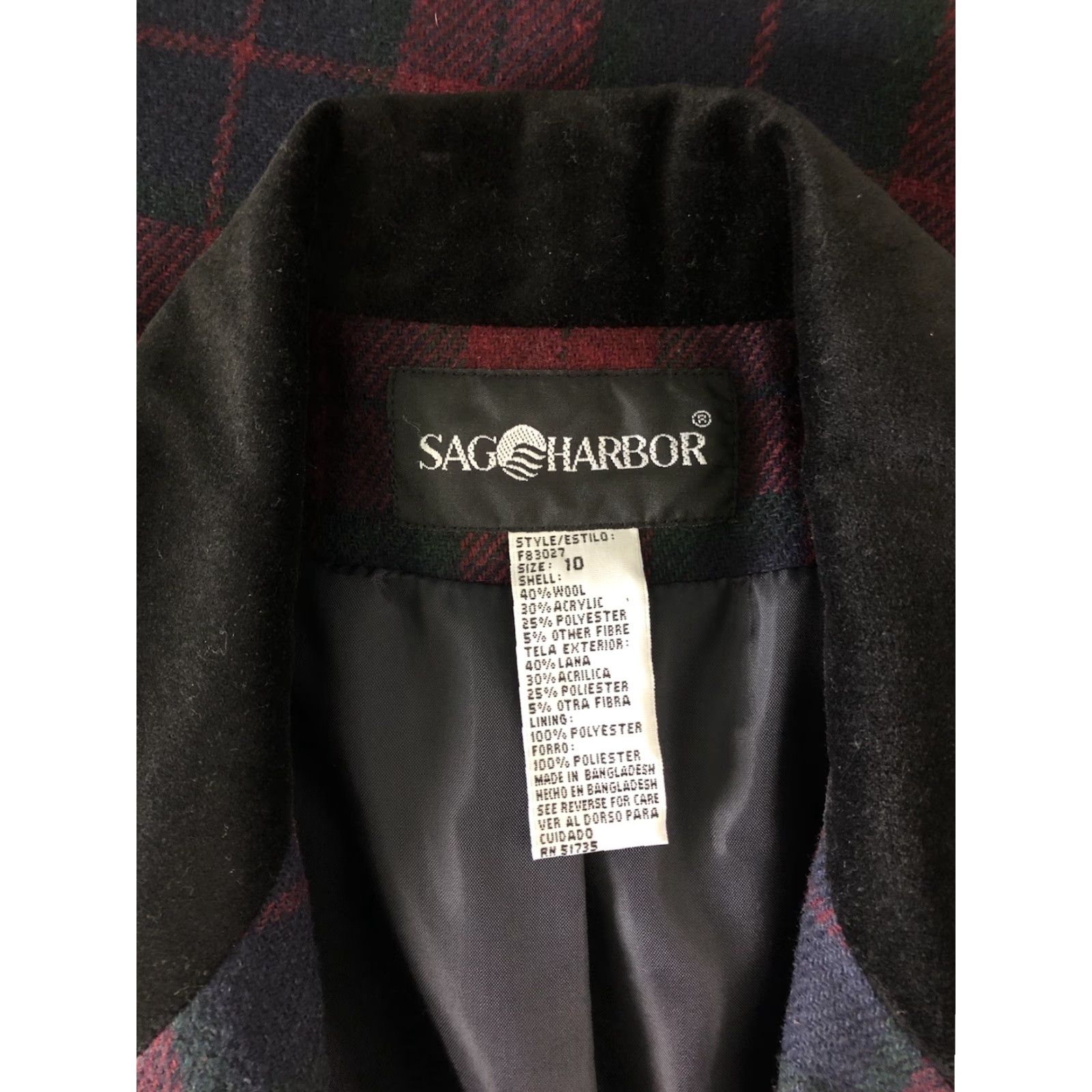 Vintage VINTAGE Sag Harbor Blazer Women's 10 Red Plaid Wool Velvet Collar Tweed Regular Size Blazer 90s Preppy Academia Fashion Gem Size L / US 10 / IT 46 - 4 Thumbnail