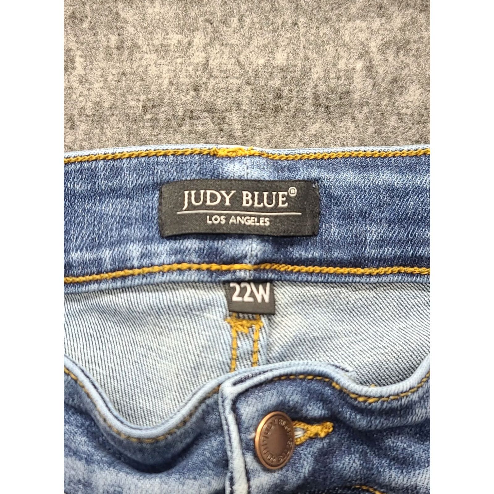 Vintage Judy Blue Jeans Womens 22W Plus Size Skinny Fit Ankle Cut Distressed Stretch Denim Jeans Slim Bohemian City Style Ladies Size 40" / US 18 - 2 Thumbnail