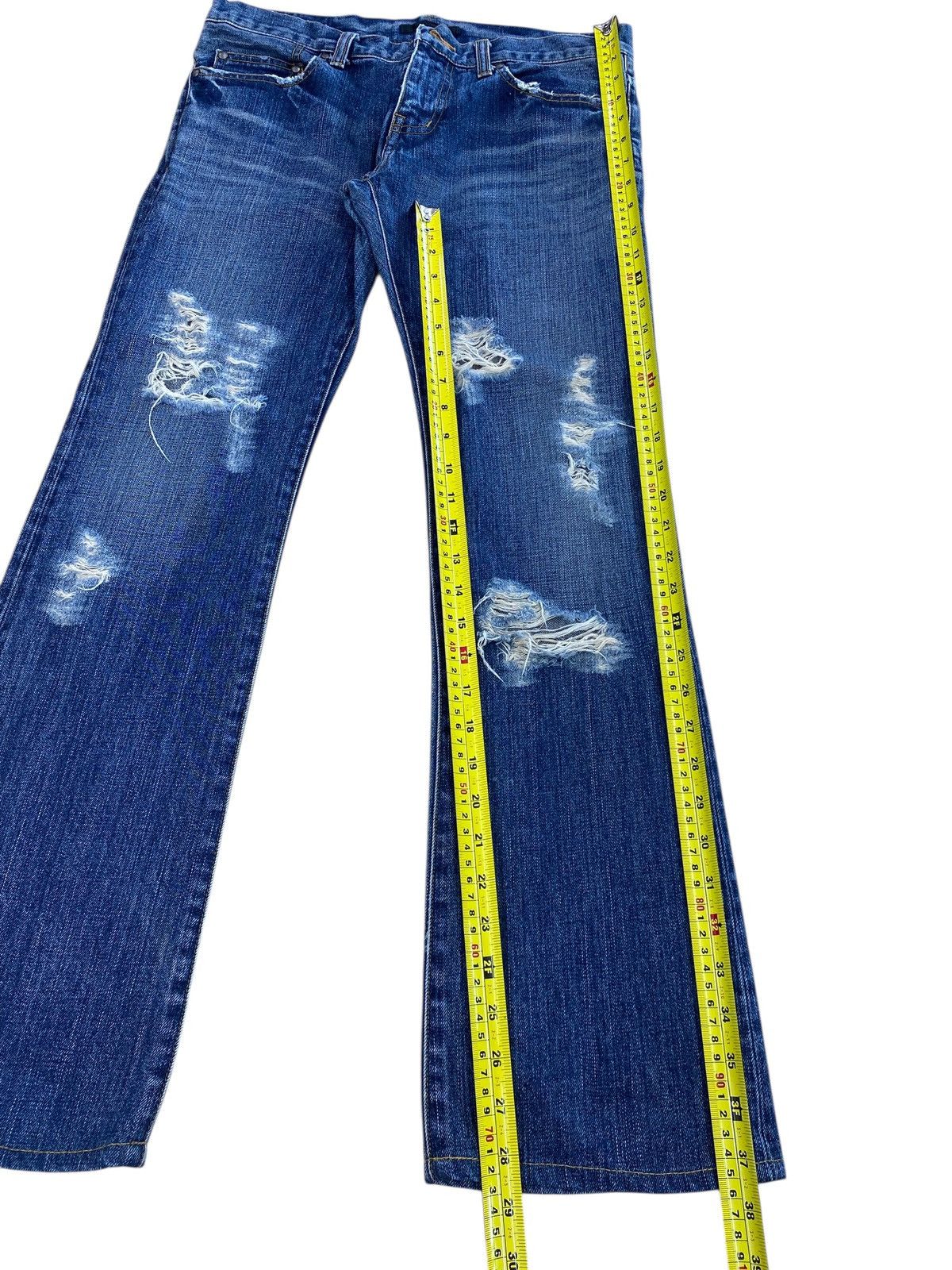 Japanese Brand Blue Wash Distressed Style Flare Jeans