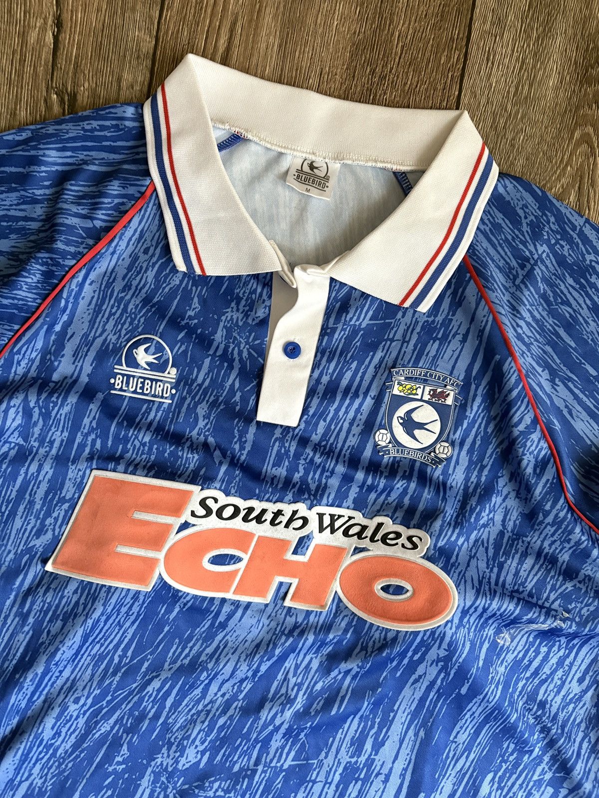 Vintage 1992/1993 Cardiff City Home BlueBird Football Soccer Jersey Size US M / EU 48-50 / 2 - 2 Thumbnail