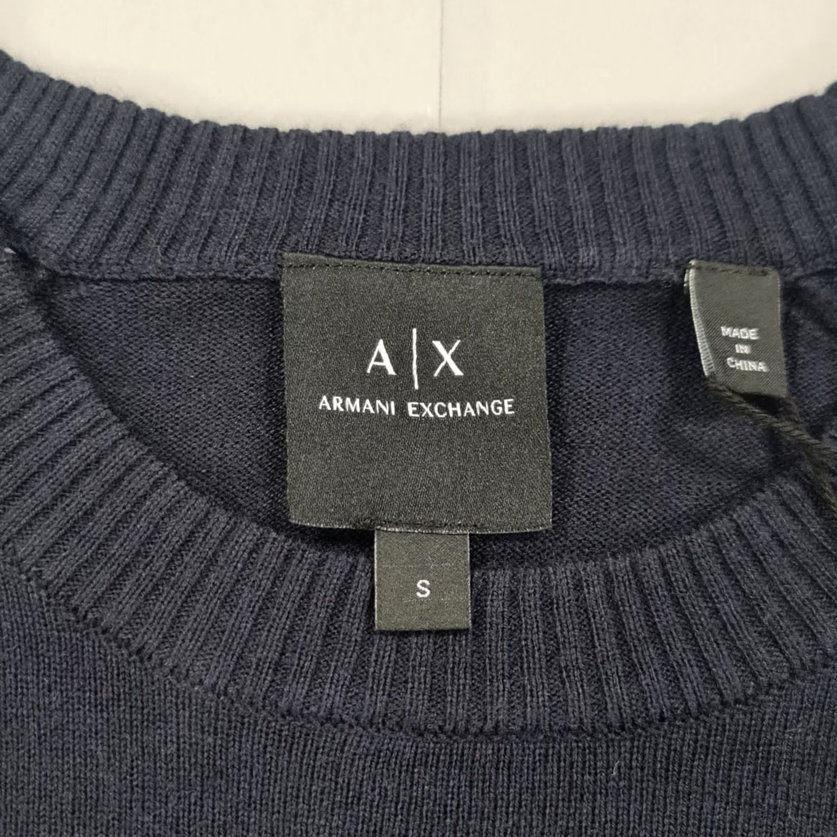 Armani Exchange Armani Exchange Jumper Navy Blue Small Regular Mens Crew Neck Long Sleeve Transported by Fine Knit Pullover N/A Size US S / EU 44-46 / 1 - 3 Thumbnail