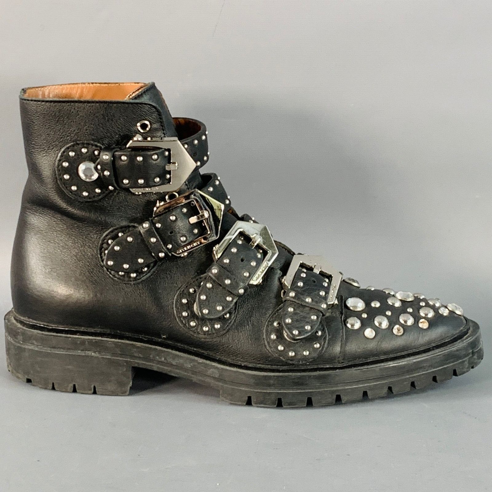 Givenchy GIVENCHY Size 8 Black Studded Leather Belted Ankle Boots Size US 8 / IT 38 - 2 Thumbnail