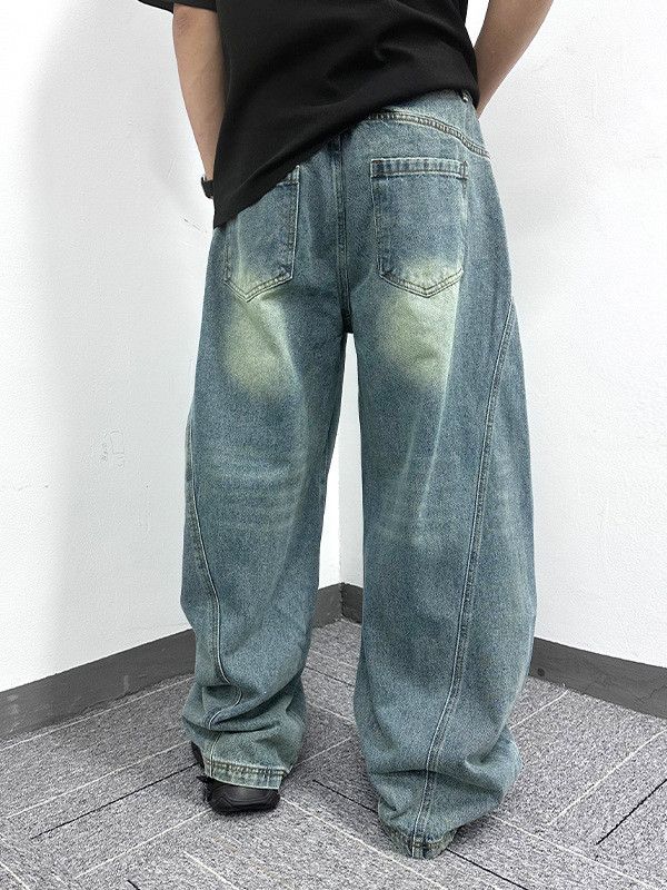 Japanese Brand Vintage washed wide-leg scimitar stitching casual jeans Size US 32 / EU 48 - 4 Thumbnail