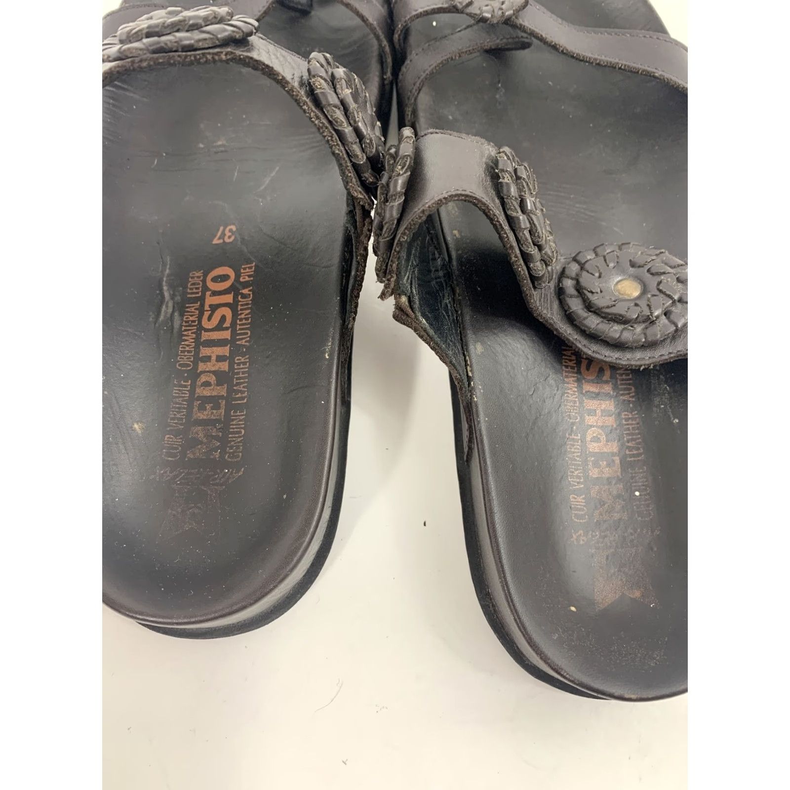 Mephisto VINTAGE Mephisto Sandal Flower Womens 37 Brown Leather Toe Strap Casual Womens 6.5 Shoes Size US 7 / IT 37 - 7 Thumbnail