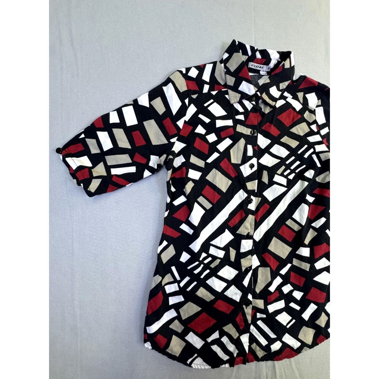 Globe Globe Womens Medium Multicolor Geometric Button Front Collared Top Cotton Shirt Size M / US 6-8 / IT 42-44 - 3 Thumbnail