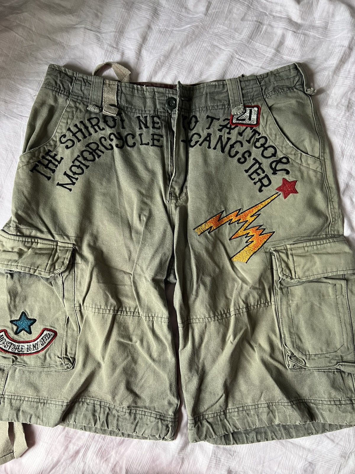 Japanese Brand × Vintage Vintage Japanese Brand Shiro Neko Cargo Shorts TATTO Style Size US 36 / EU 52 - 8 Thumbnail