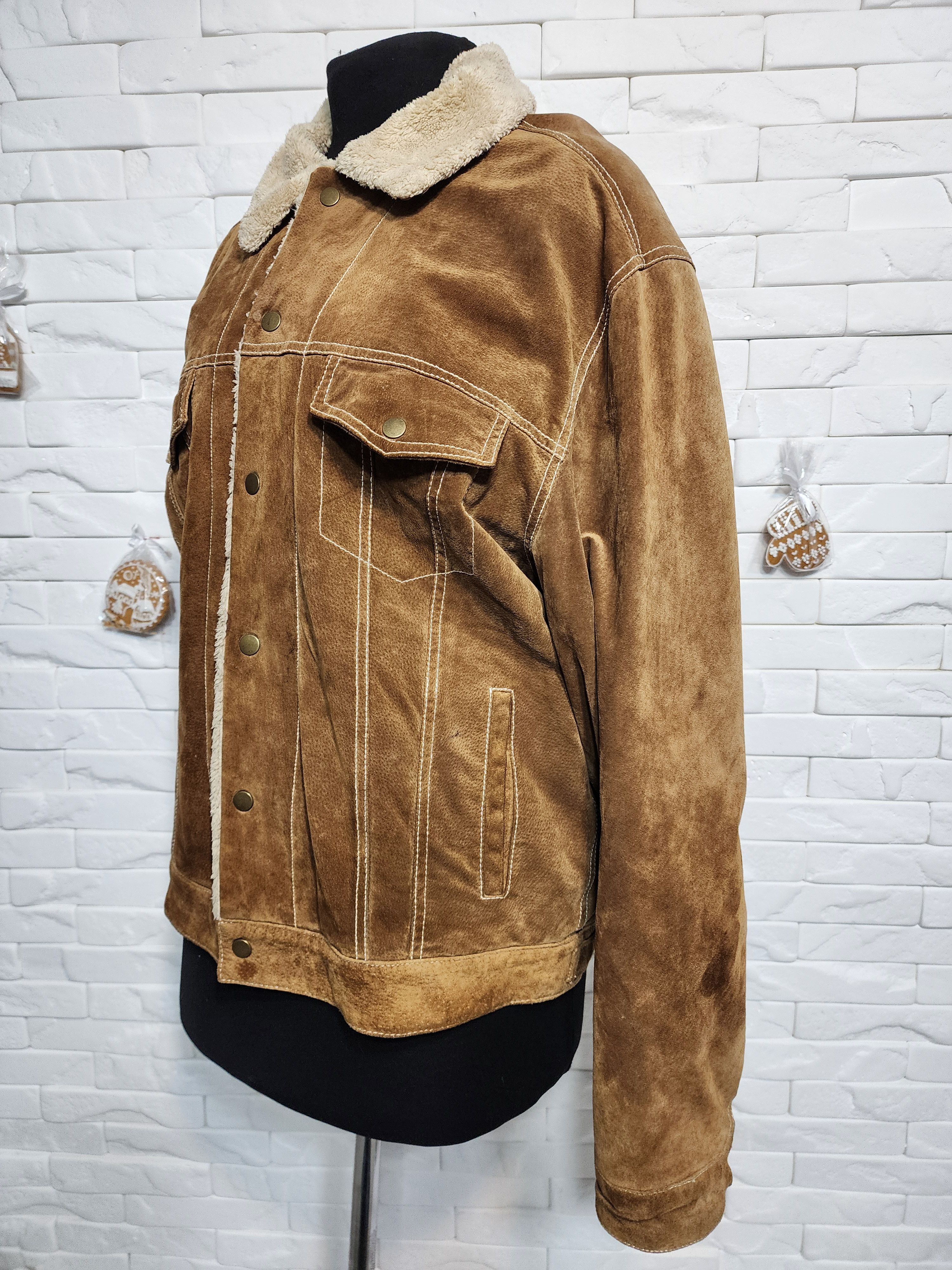 Other Men's Suede Denim Style Jacket: Faux Fur Insulation, Size US L / EU 52-54 / 3 - 2 Thumbnail
