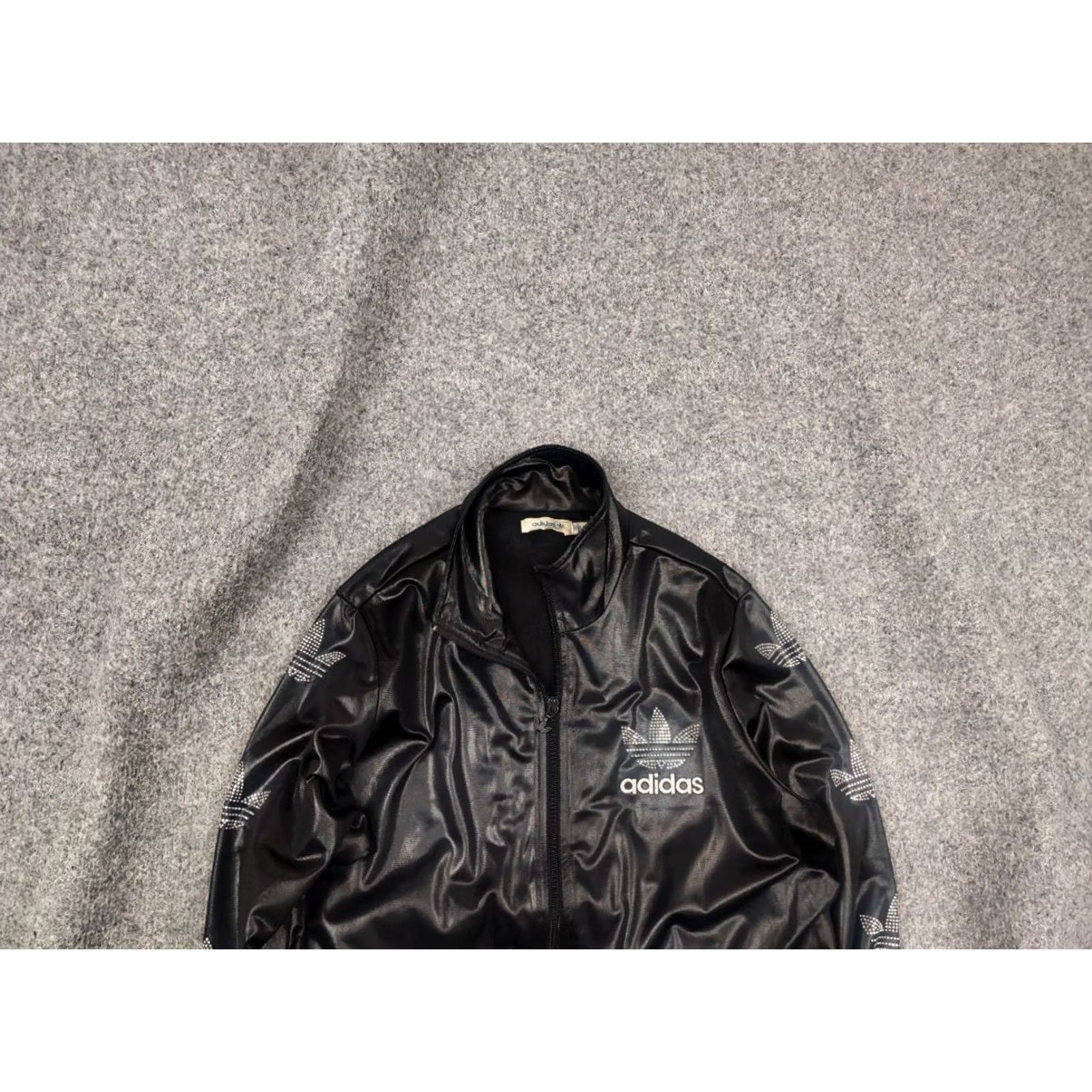 Adidas VINTAGE Adidas Originals Chile 62 Track Top Zip Jacket Black Waxed Style Women M Black 90s Track Top Logo Size M / US 6-8 / IT 42-44 - 2 Thumbnail