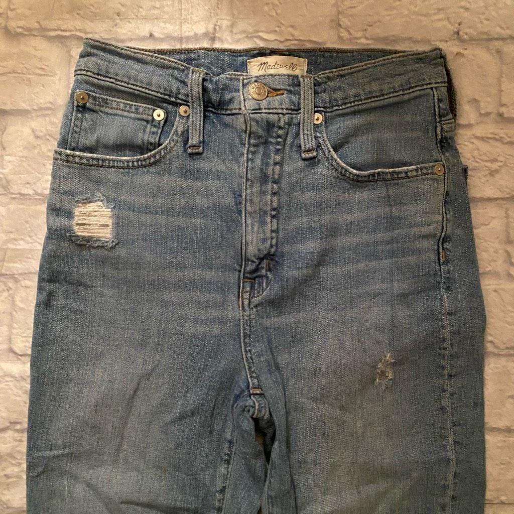 Madewell Madewell women 26 cotton blend ripped classic straight blue Size 26" / US 2 / IT 38 - 3 Thumbnail