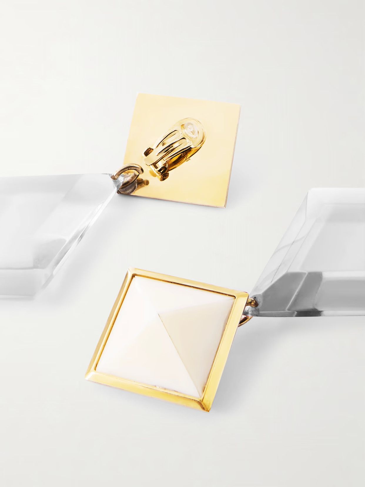 Saint Laurent Paris o1bcso1str0226 Size:OS/Pyramid Earrings in Ivory/White Size ONE SIZE - 3 Thumbnail