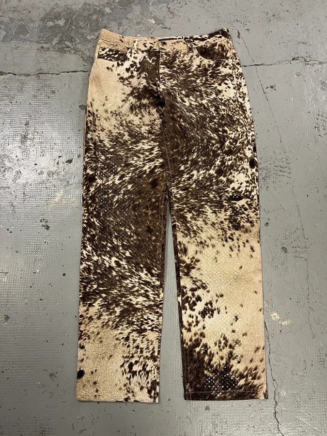 Roberto Cavalli FW1999 Roberto Cavalli Fur Movement Cow Print Beige Pants Size US 32 / EU 48 - 5 Thumbnail